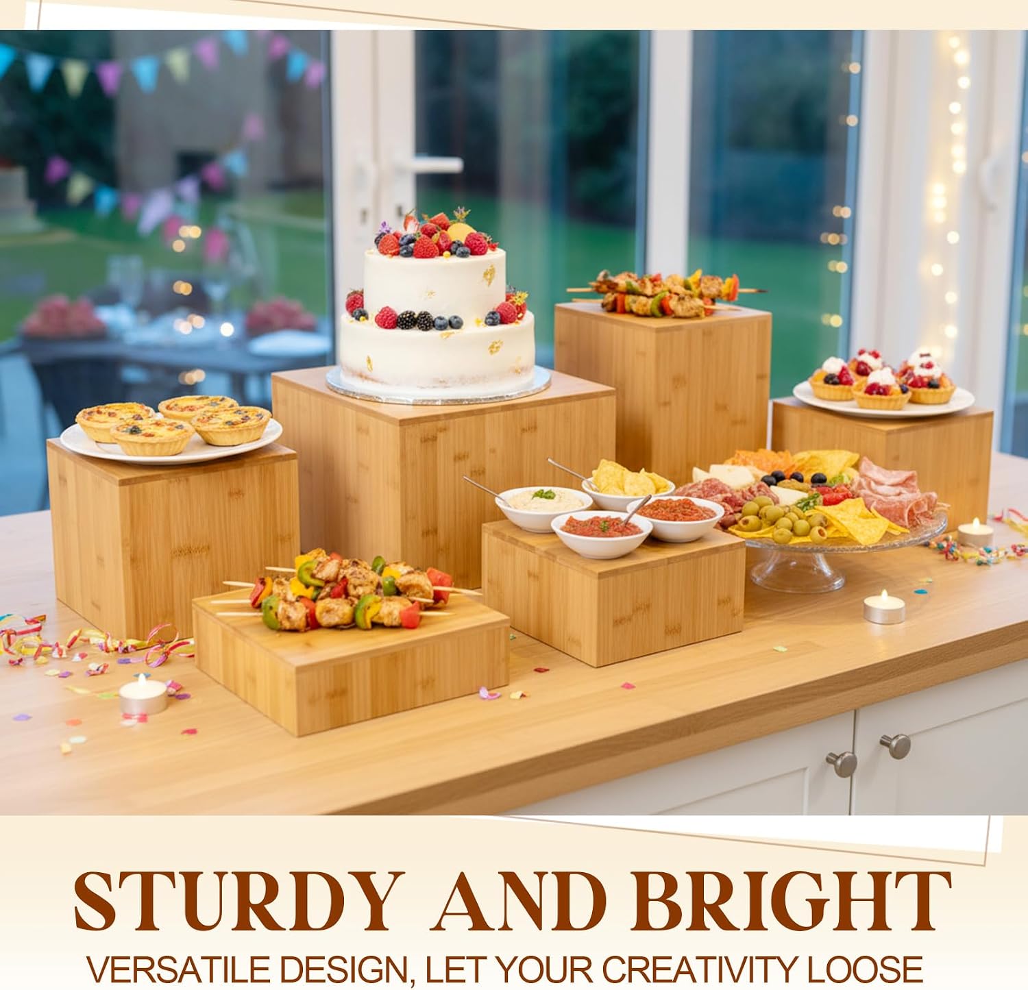 Cake Cupcake Display Stand Cube / 10" 9" 8" 7.5" 6.7" 6 / Beige / Set of 6