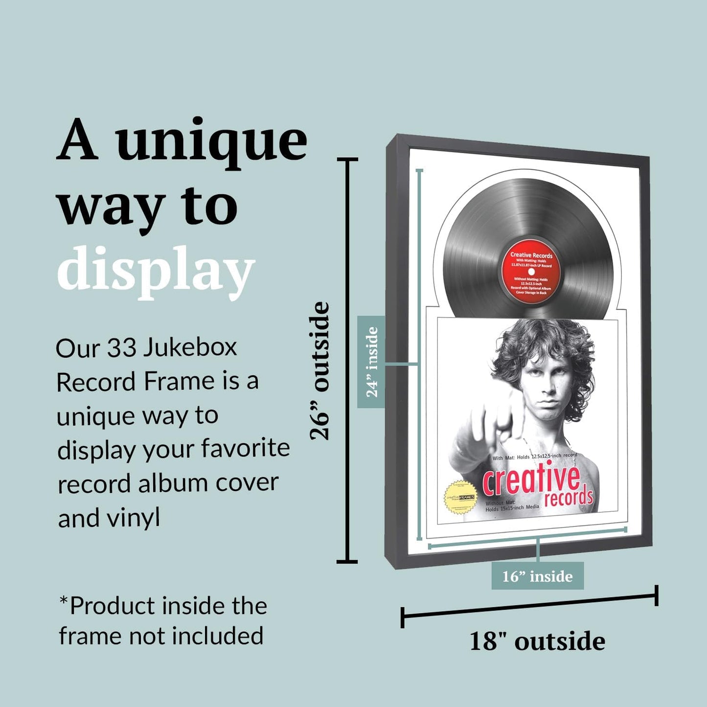 16" x 24" Jukebox Vinyl Frame Display with Double Matting, LP Record Album Frame for Wall Decor, White/White, Pack of 4
