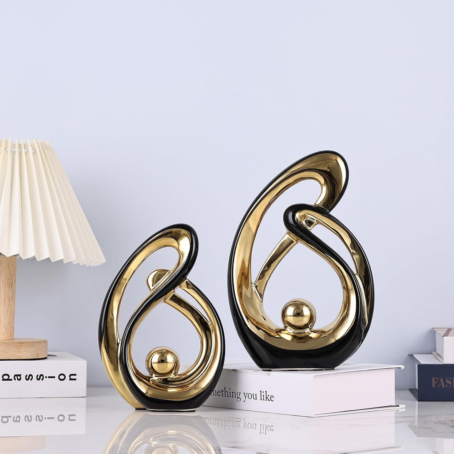 Abstract Ceramic Statue / Black Gold / Small / Set of 2