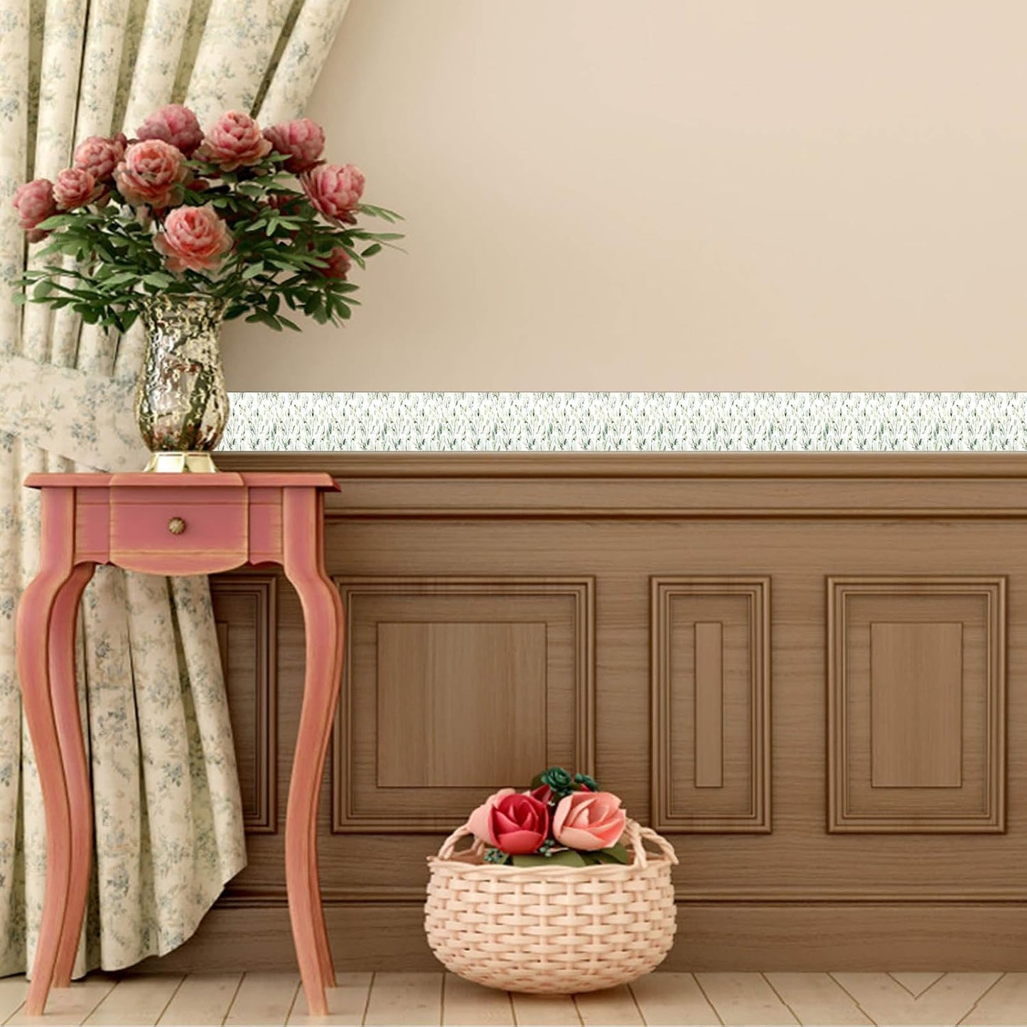 Wallpaper Border Peel and Stick / Eucalyptus Leaves / Green / 4 x 196