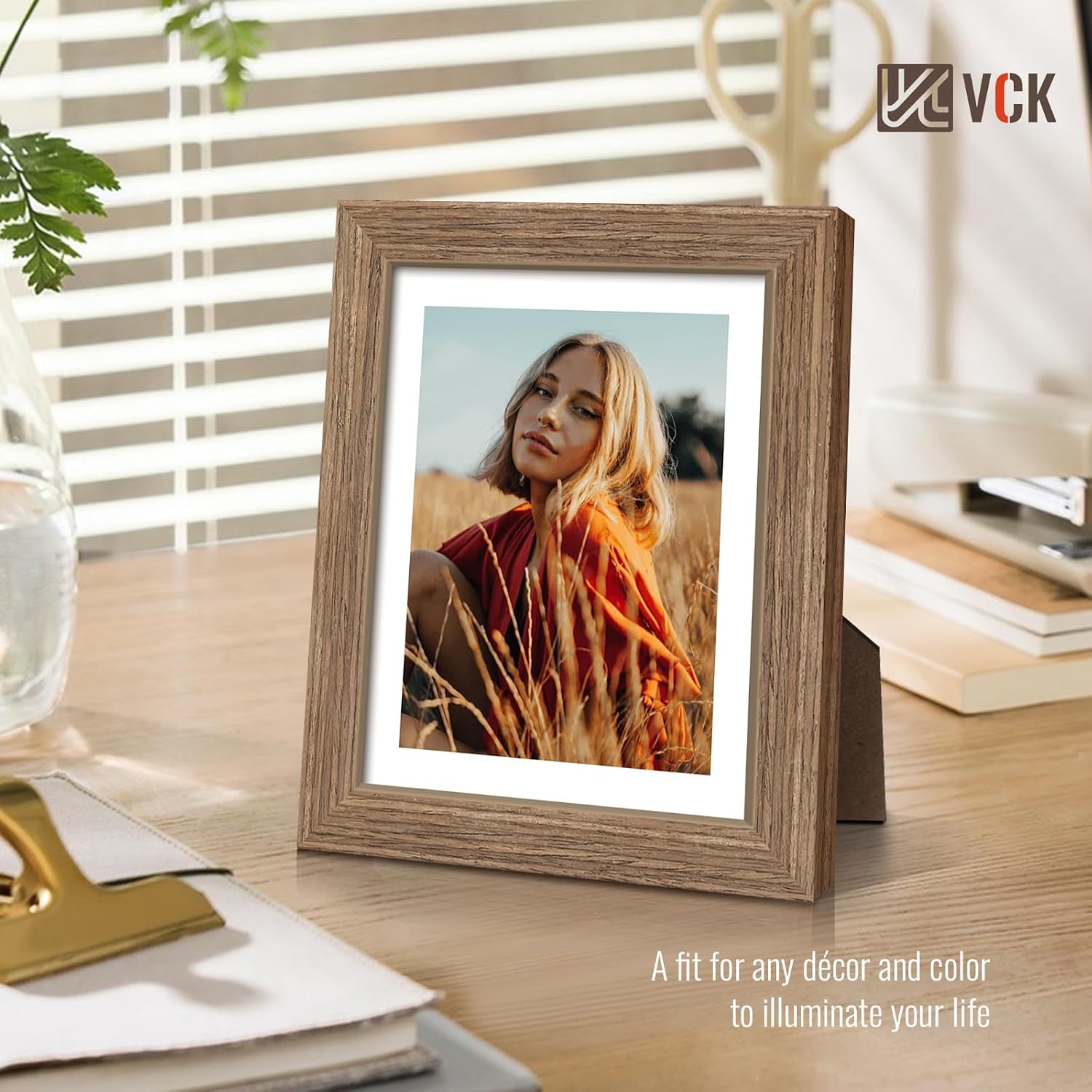 VCK 8x10 Picture Frame Walnut 4 Pack, Wide Thick Wood Border, for Prints | Exclusive Woodgrain, Wall/Tabletop, HD