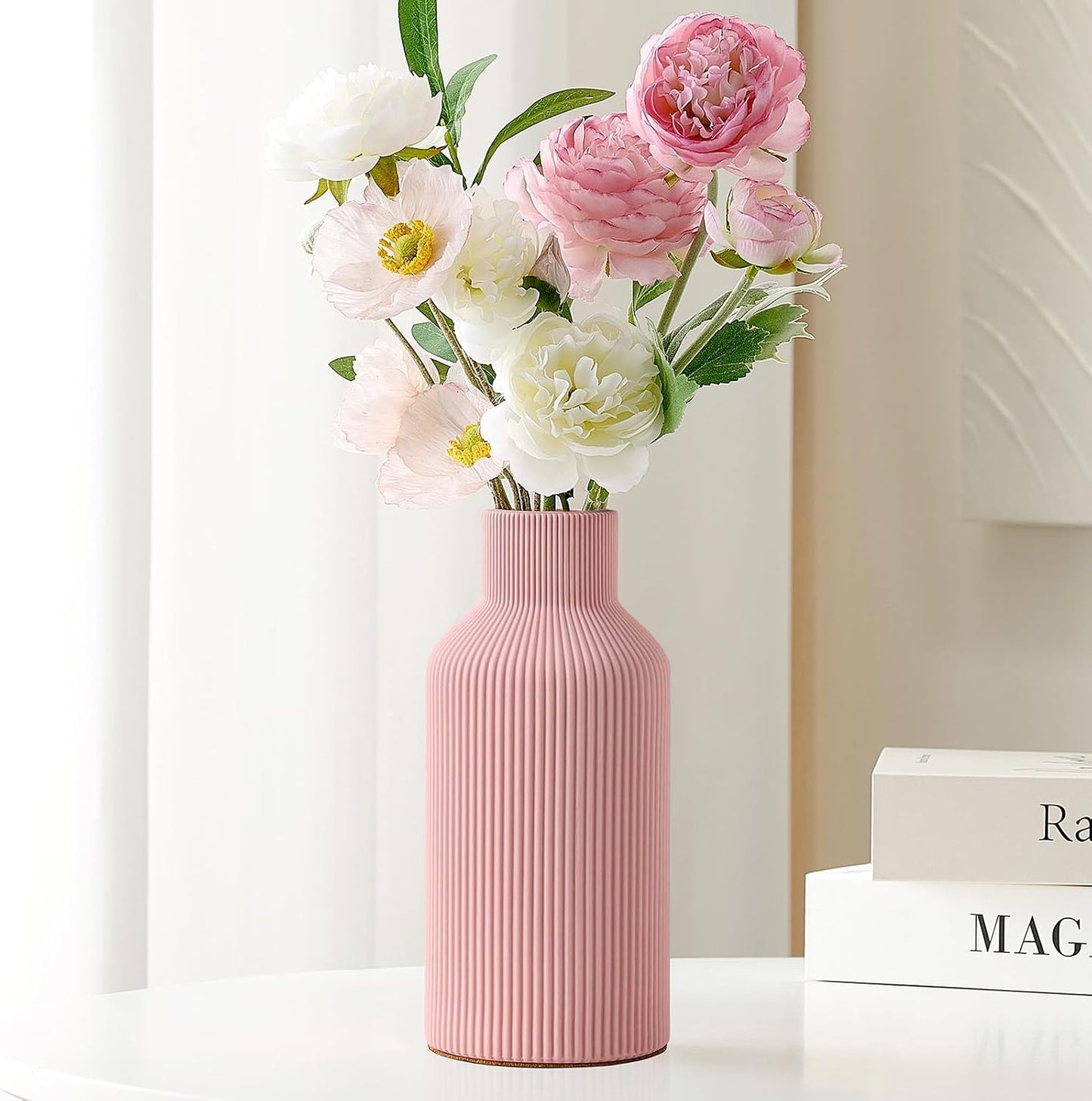 Ceramic Flower Vase / Pink / 8 Inch