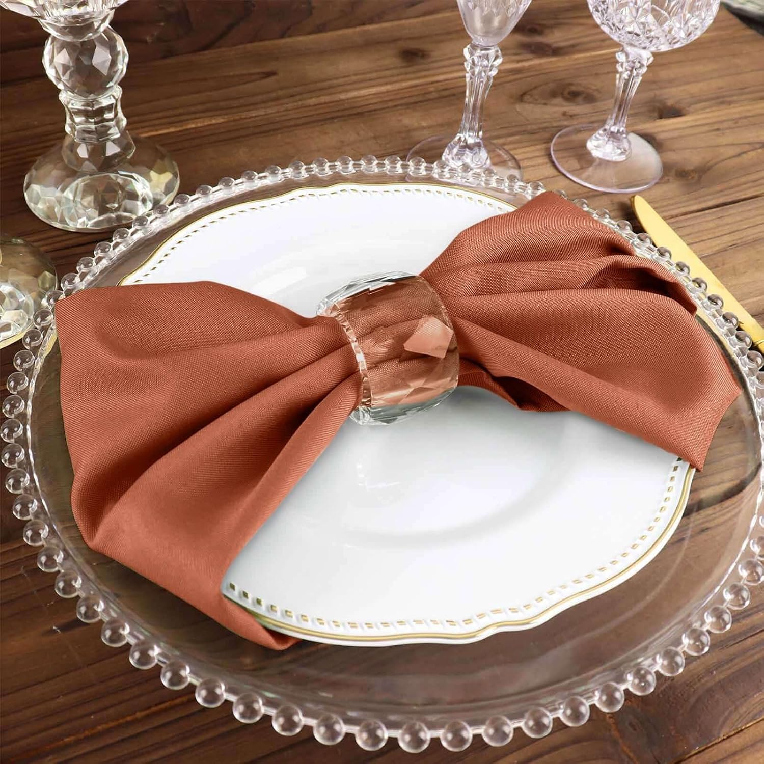 Efavormart Premium Cloth Napkins Set of 100, 17x17 Inch Terracotta Seamless Dinner Napkins, Washable Linen Table Napkin