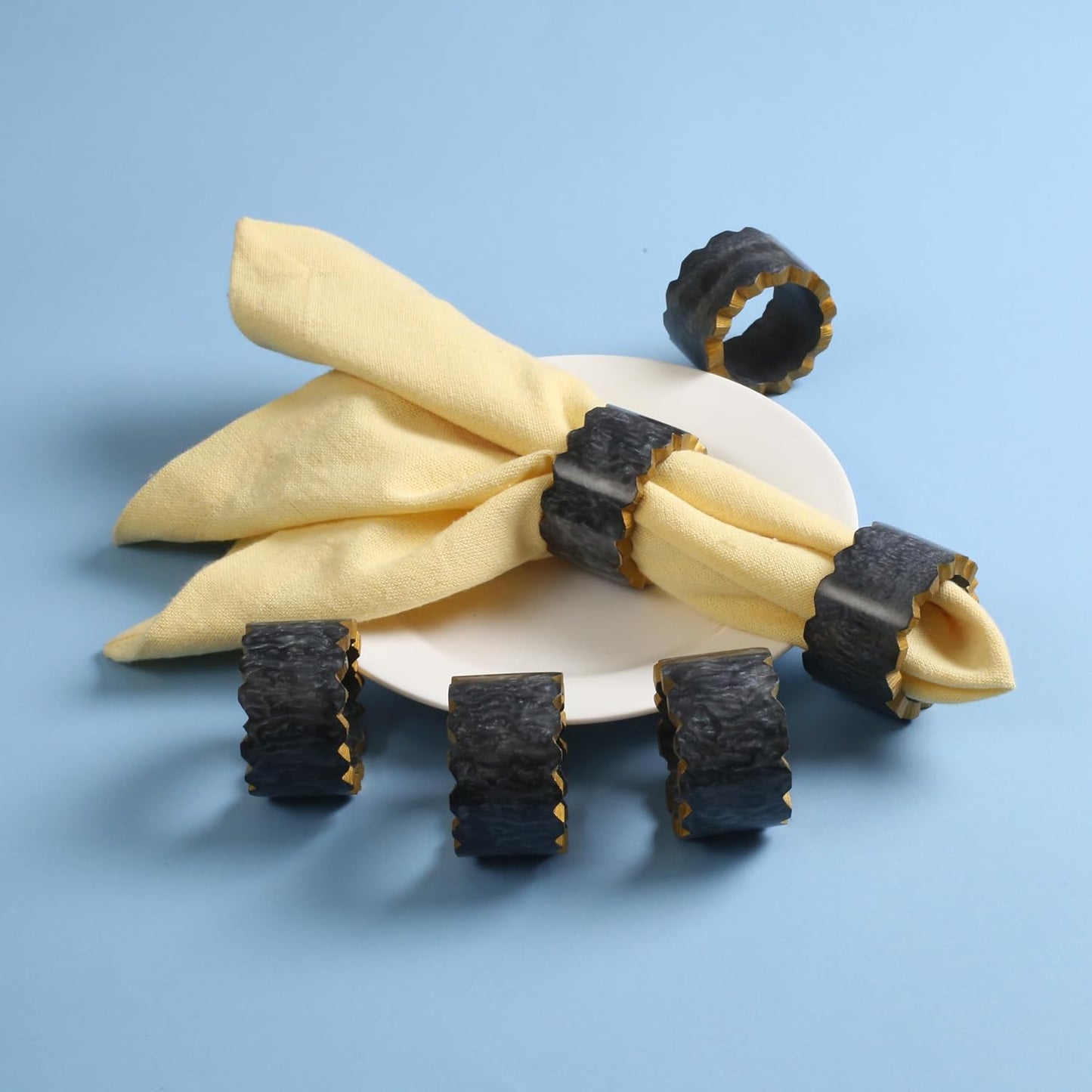 Rustic Epoxy Resin Napkin Rings, Black, 12-Pack | Epoxy resin, set of 12, each 2x2x1 in., smooth finish, reusable
