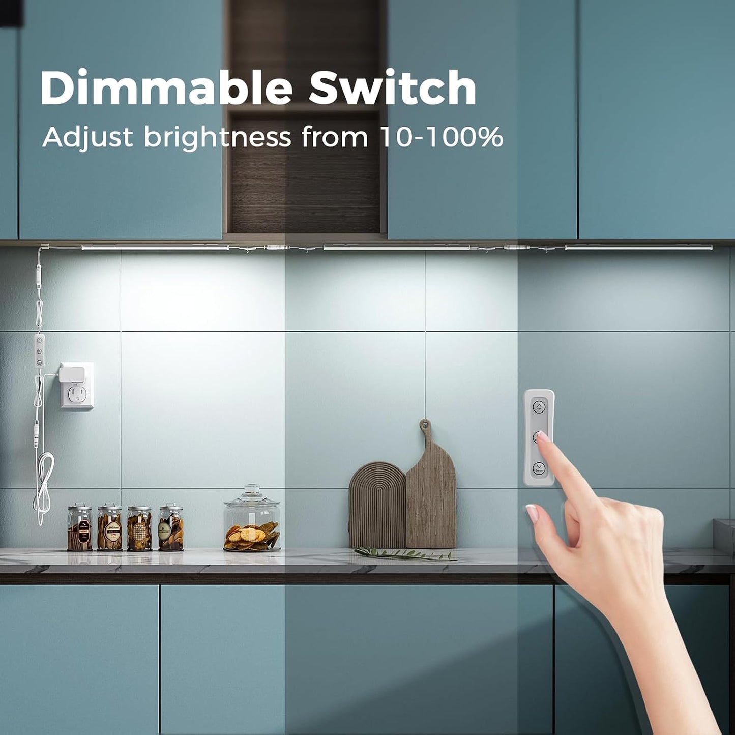 ASOKO Under Cabinet Led Light Plug in, Dimmable Daylight White 4000K, 3 Pack 12 inch Linkable Under Counter Lights