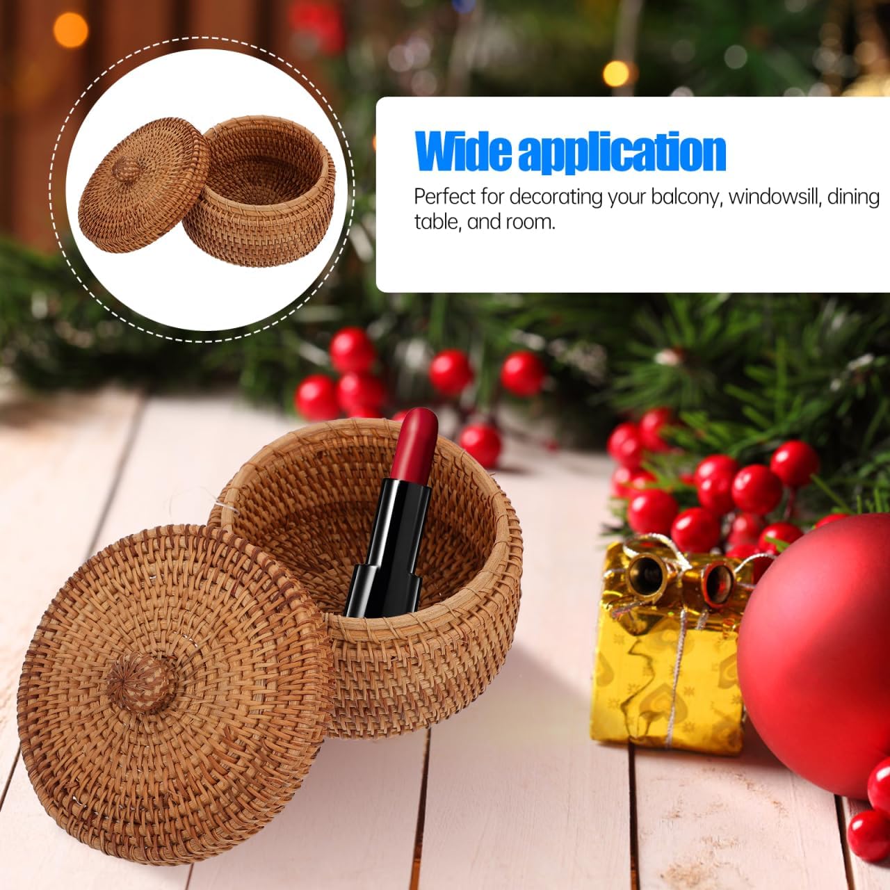 Hand Woven Rattan Basket for Desktop or Decorative Use