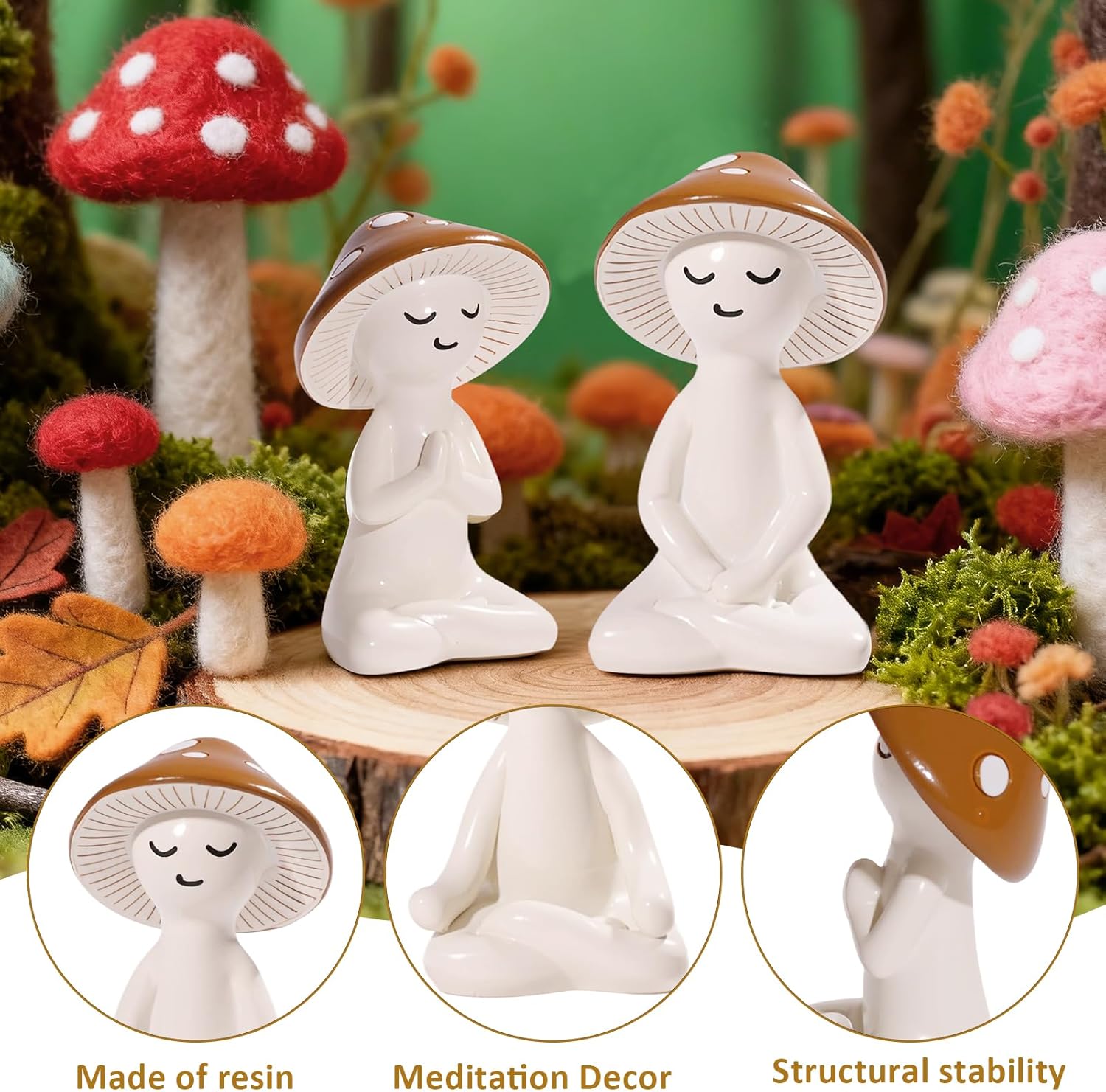 Meditation Mushroom Statue / Set of 3