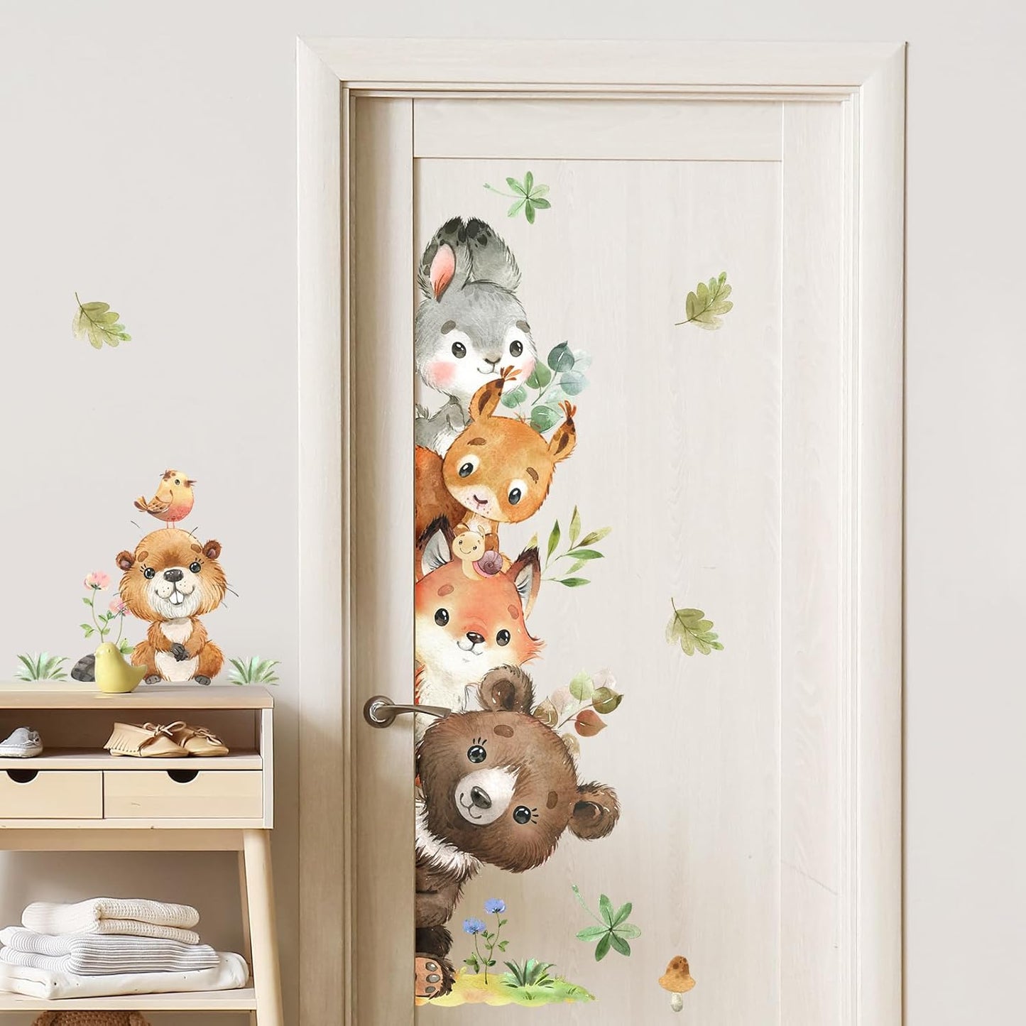 Jungle Animals Wall Stickers Cartoon Woodland Animal Wall Decals Bear Fox Forest / Animals A