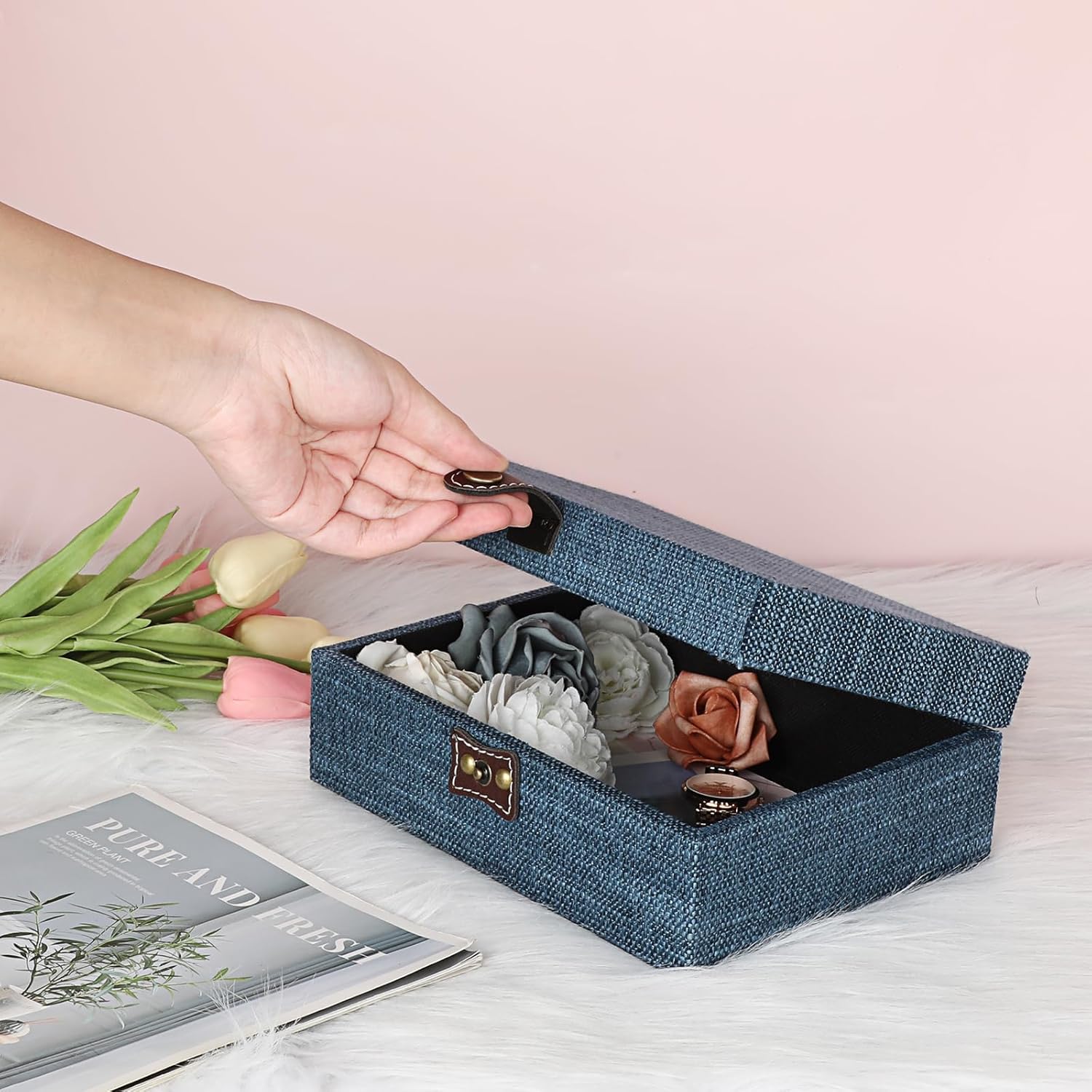 Wooden Decorative Trinket Jewelry Box / Medium / Blue