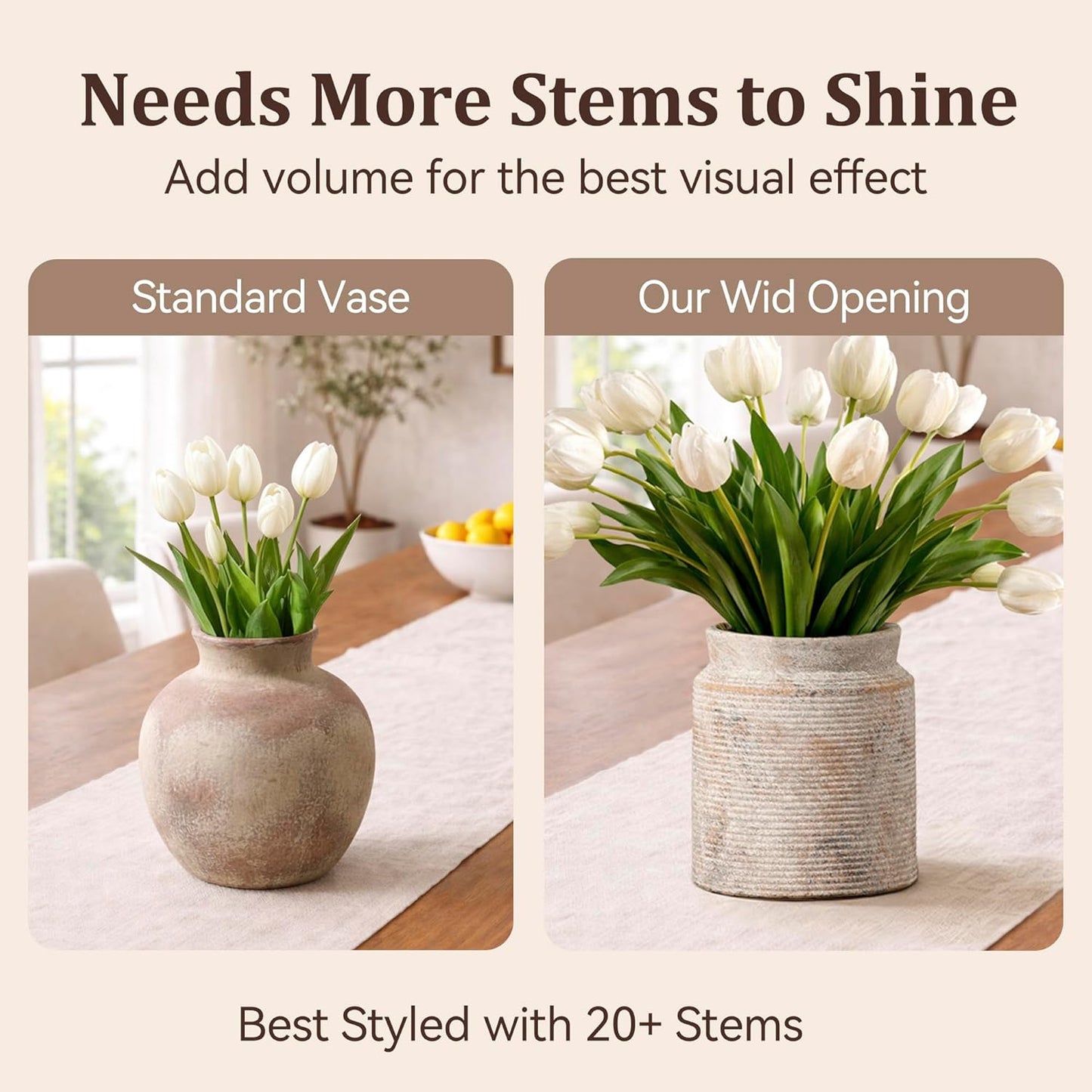 Ceramic Flower Vase Farmhouse Rustic Vase / 01-m-terra / 7.5 Inch