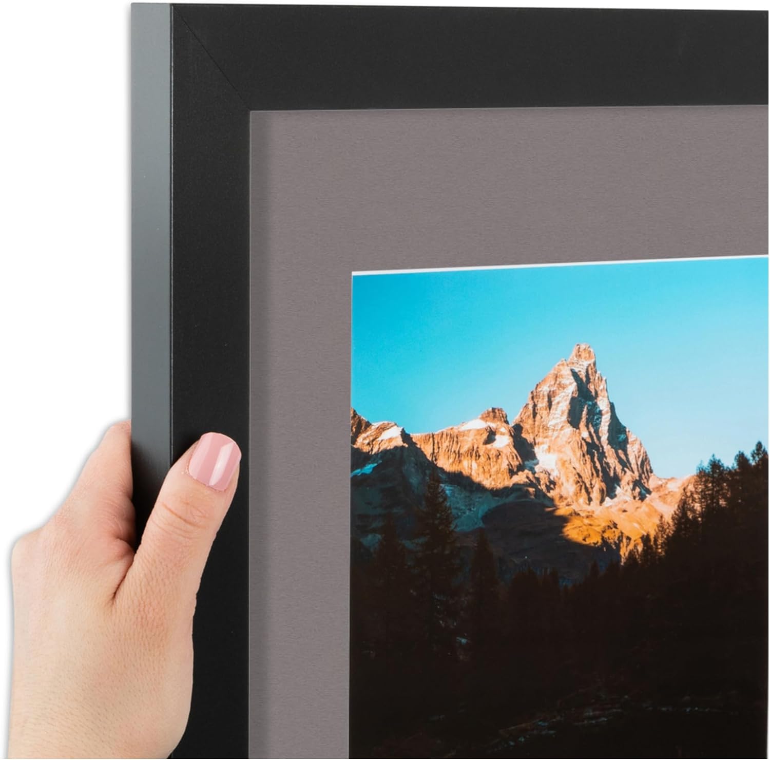 ArtToFrames Collage Picture Frame 3 Opening 3-8.5x11 Photo Frame | Made in USA | Black Frame Pewter and Black Mats