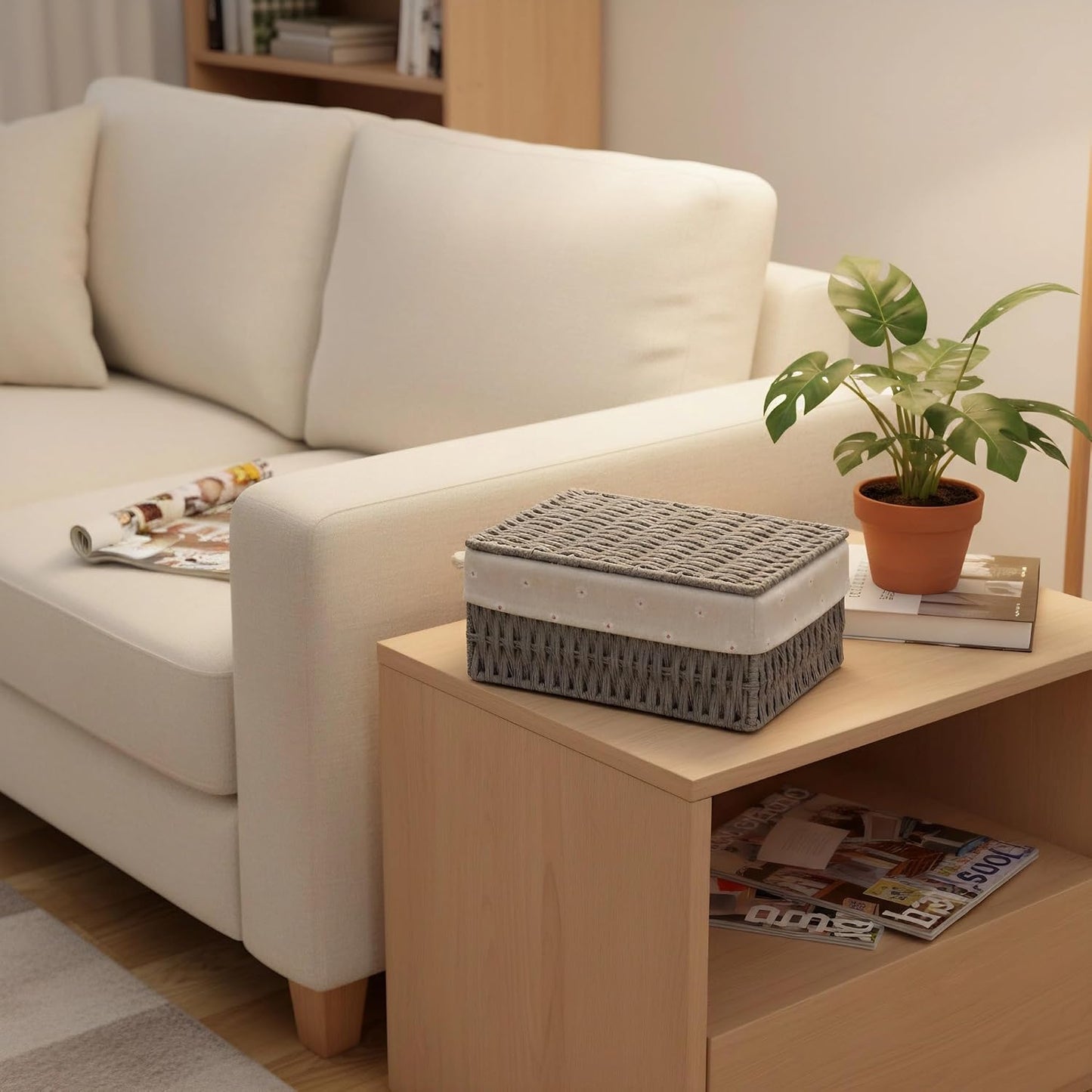 Woven Storage Basket / Grey / 7 x 4.3 x 3