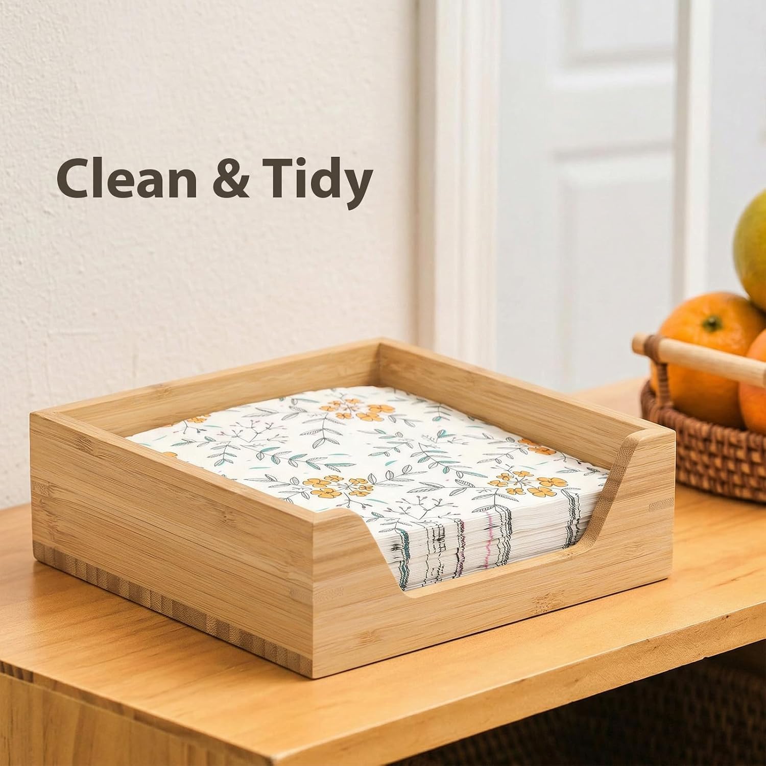 Napkin Holder / Bamboo Napkin Holder / 7.36 x 7.36 x 2.36