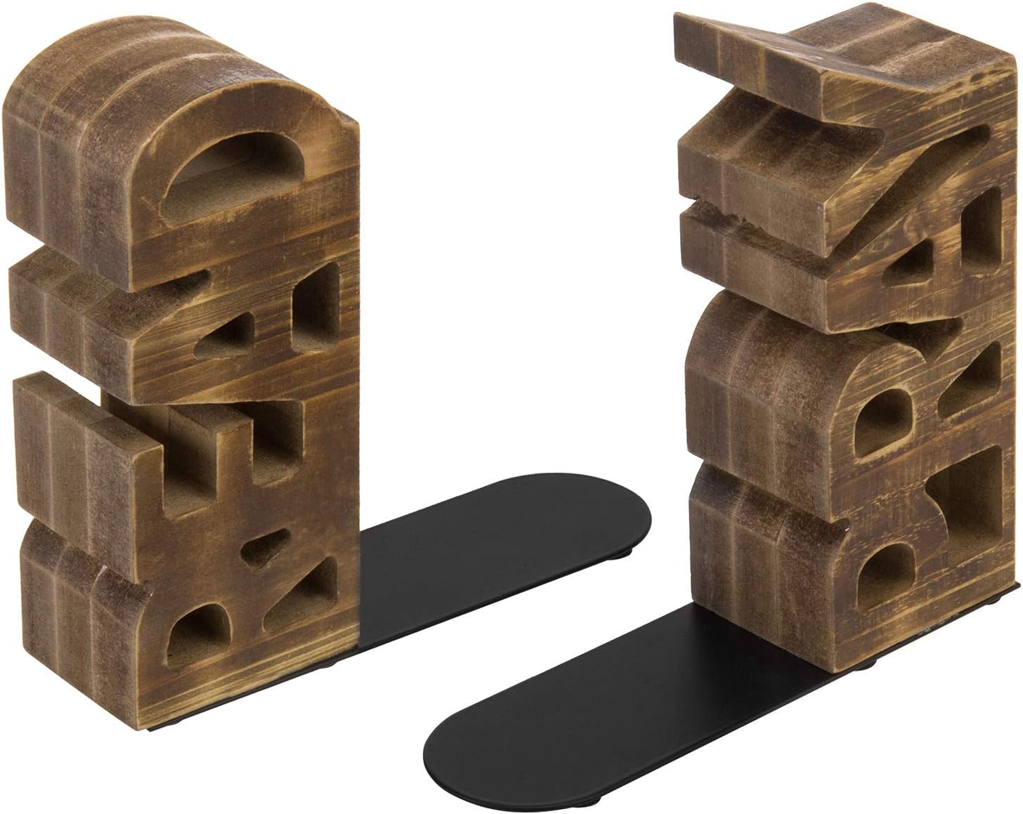 Wood Bookends Carved in Read and Pray Block Letters / Burnt Wood