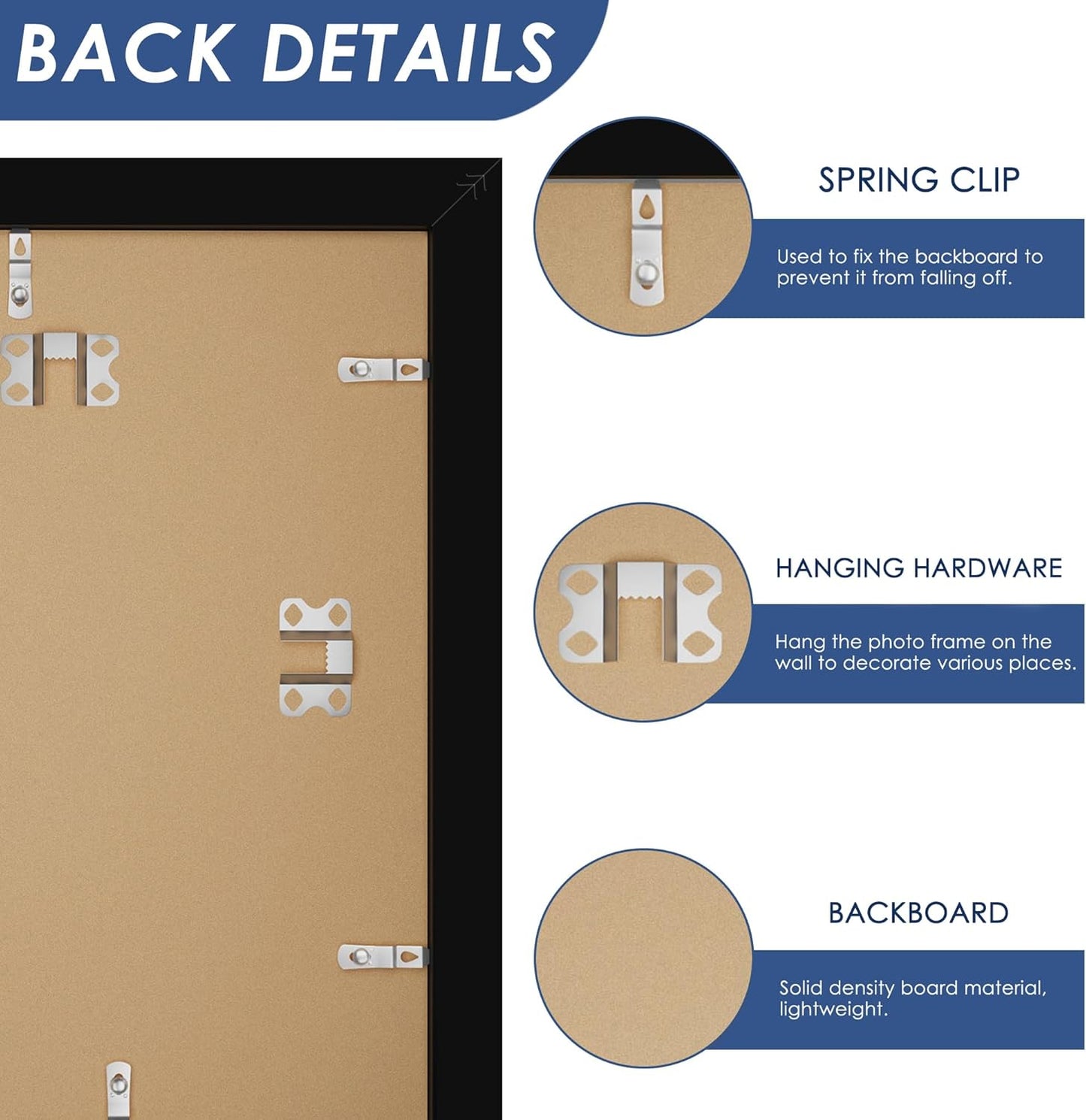 11x17 Picture Frame Set of 6, Wall Mounting Display, Black | Display 8x12 with Mat or 11x17 Without Mat, Horizontal or