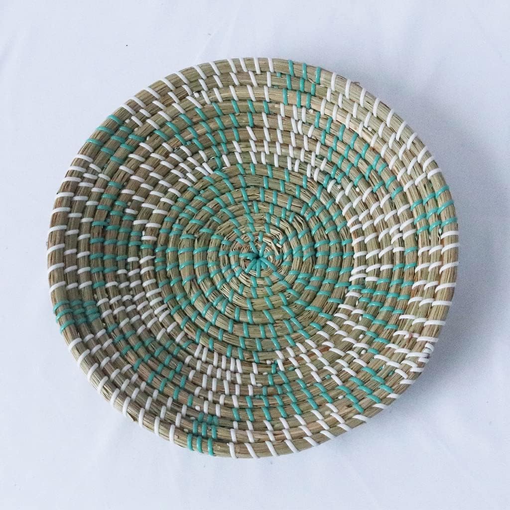 Boho Woven Wall Basket Decor Handmade Seagrass Round Hanging Decorative Fruit Dessert / Set of 3