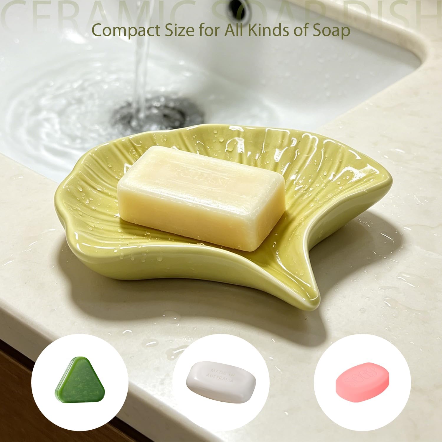 Ceramic Soap Holder / Green