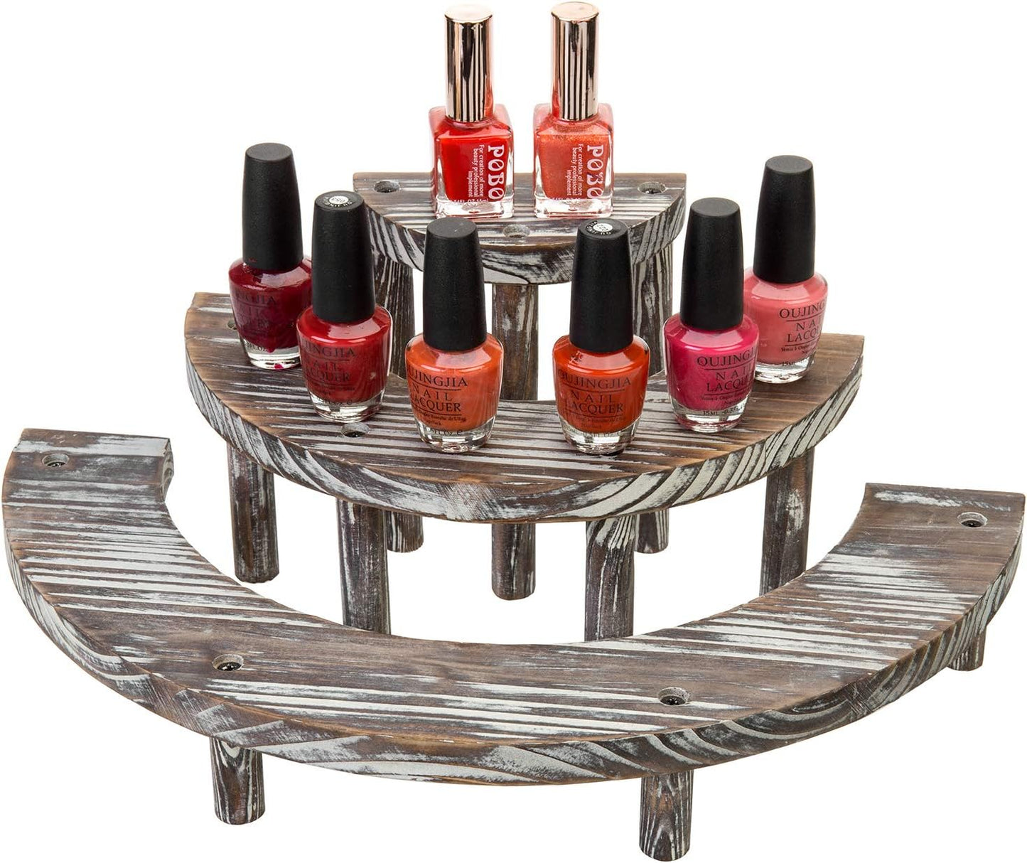 MyGift 3 Tier Torched Wood Cupcake Stand Dessert Display Riser Set of 3 | Torched Wood Finish, Three Level Platform