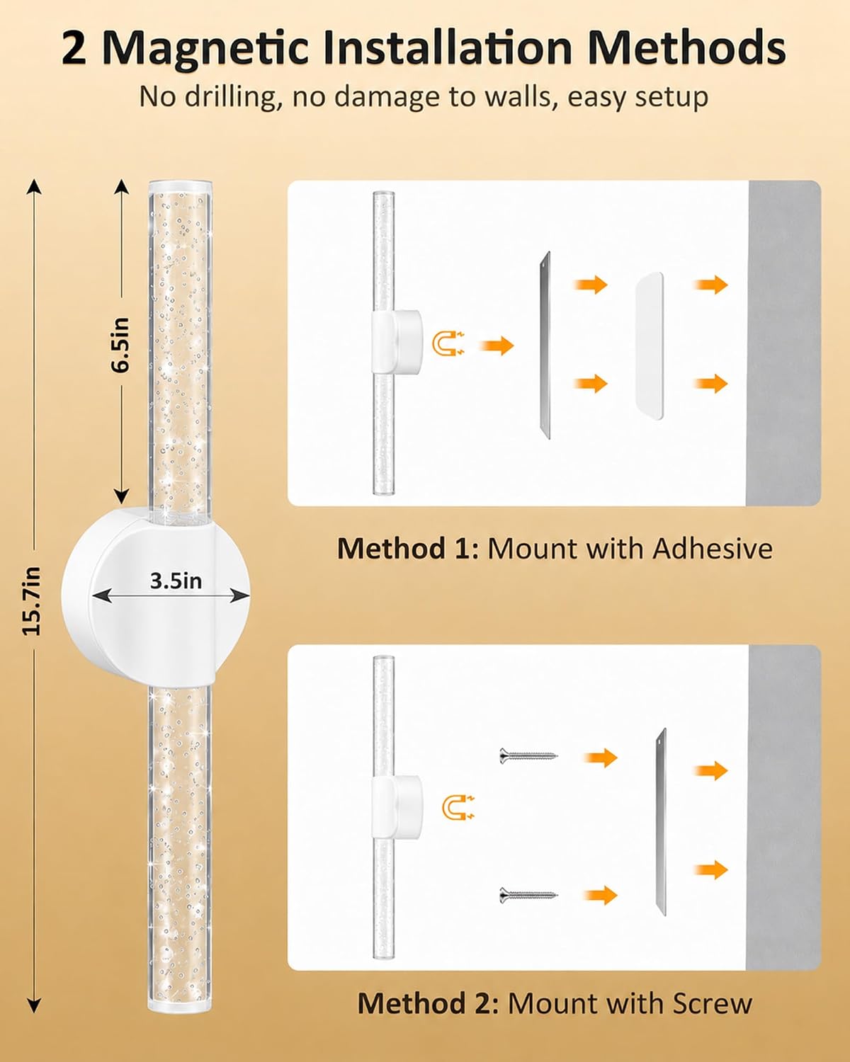 White Rechargeable Wall Sconces Set of 2, Wireless Wall Lights | White Battery Operated Wall Sconce Set with Remote &