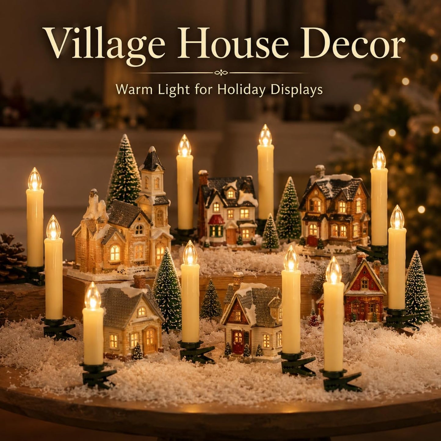 LED Taper Candles with Remote 4in, 10 Clip-On Christmas Tree Lights | Magical Floating Flameless Candle Short Battery