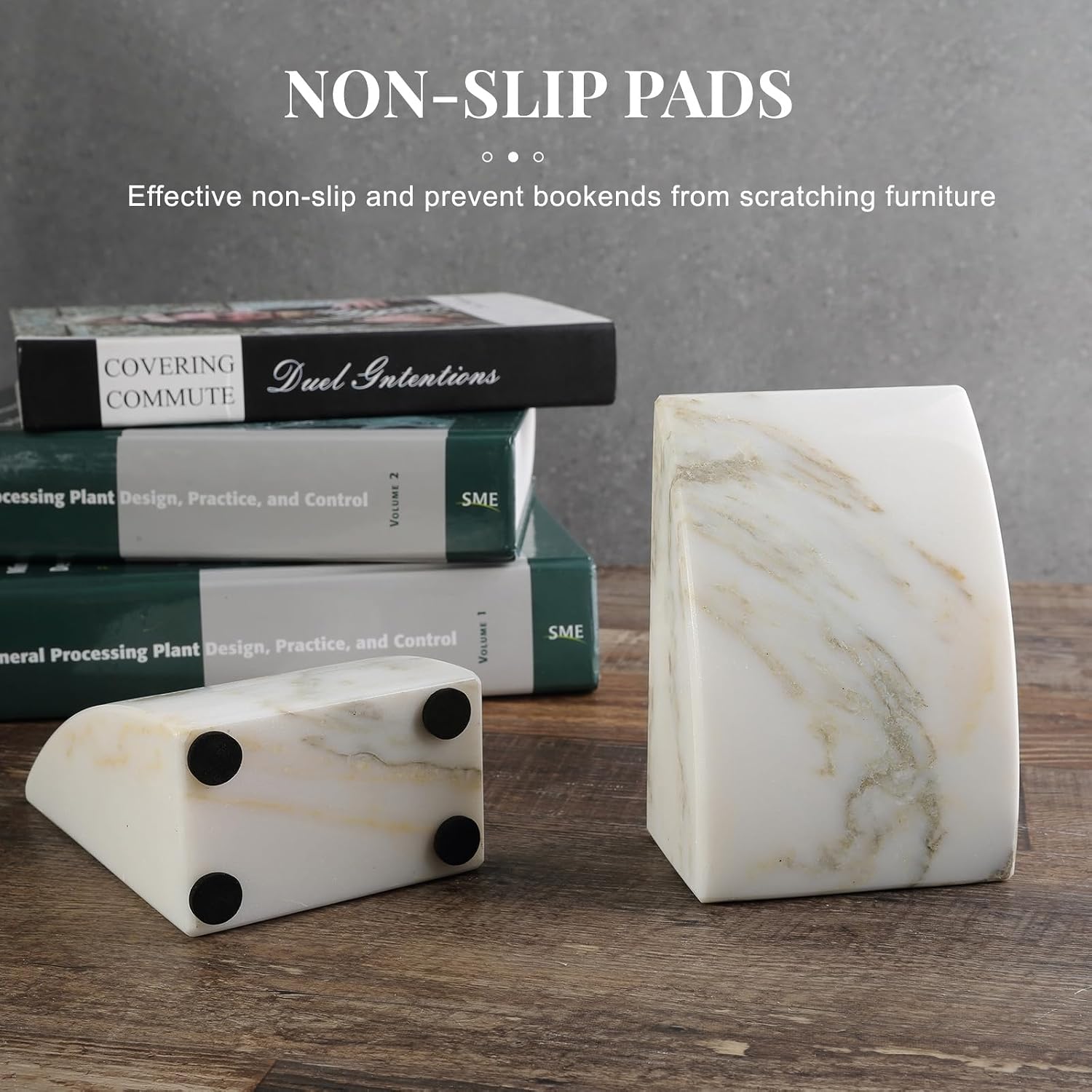 Marble Bookends / Large Bookends for Heavy Books / Sail-oriental Calacatta / Natural