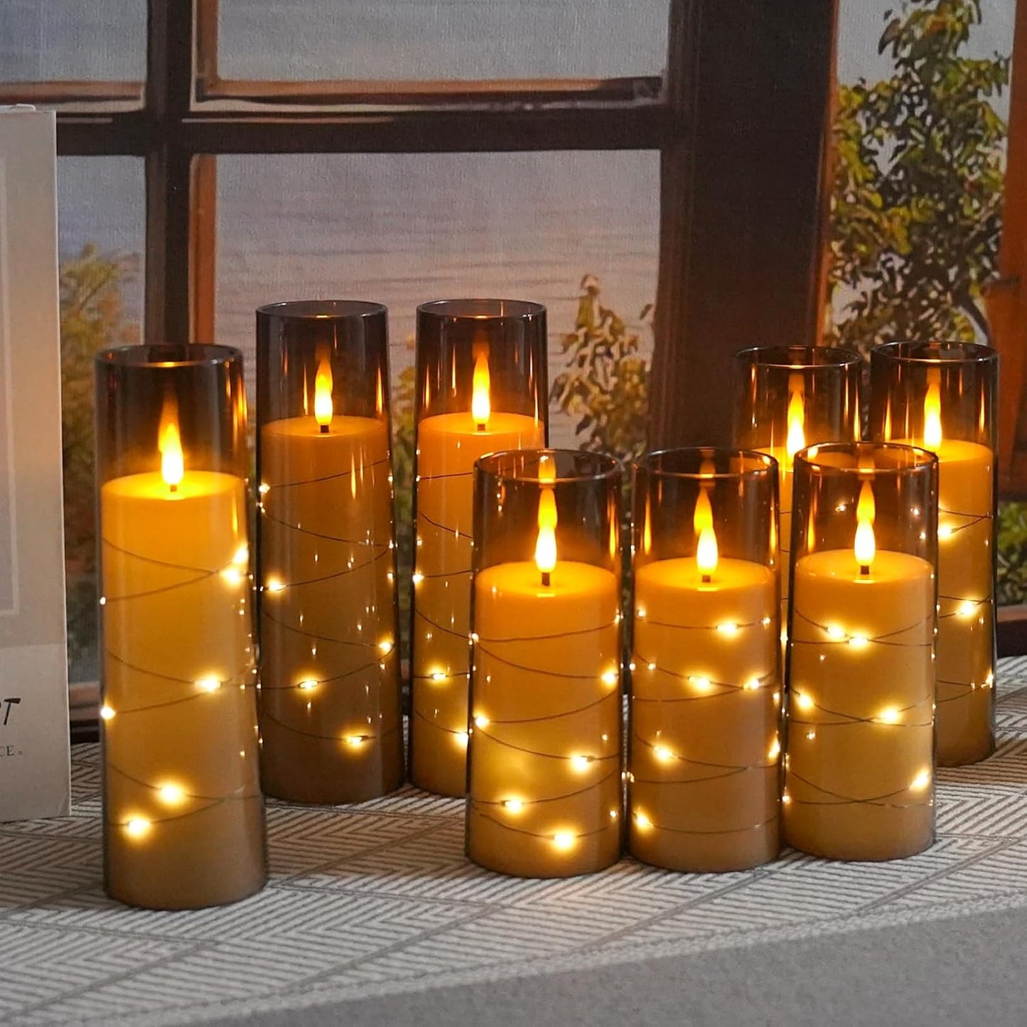 kakoya Flameless LED Candles with Timer 9 Pc Flickering Flameless Candles for Romantic Ambiance and Home Decoration