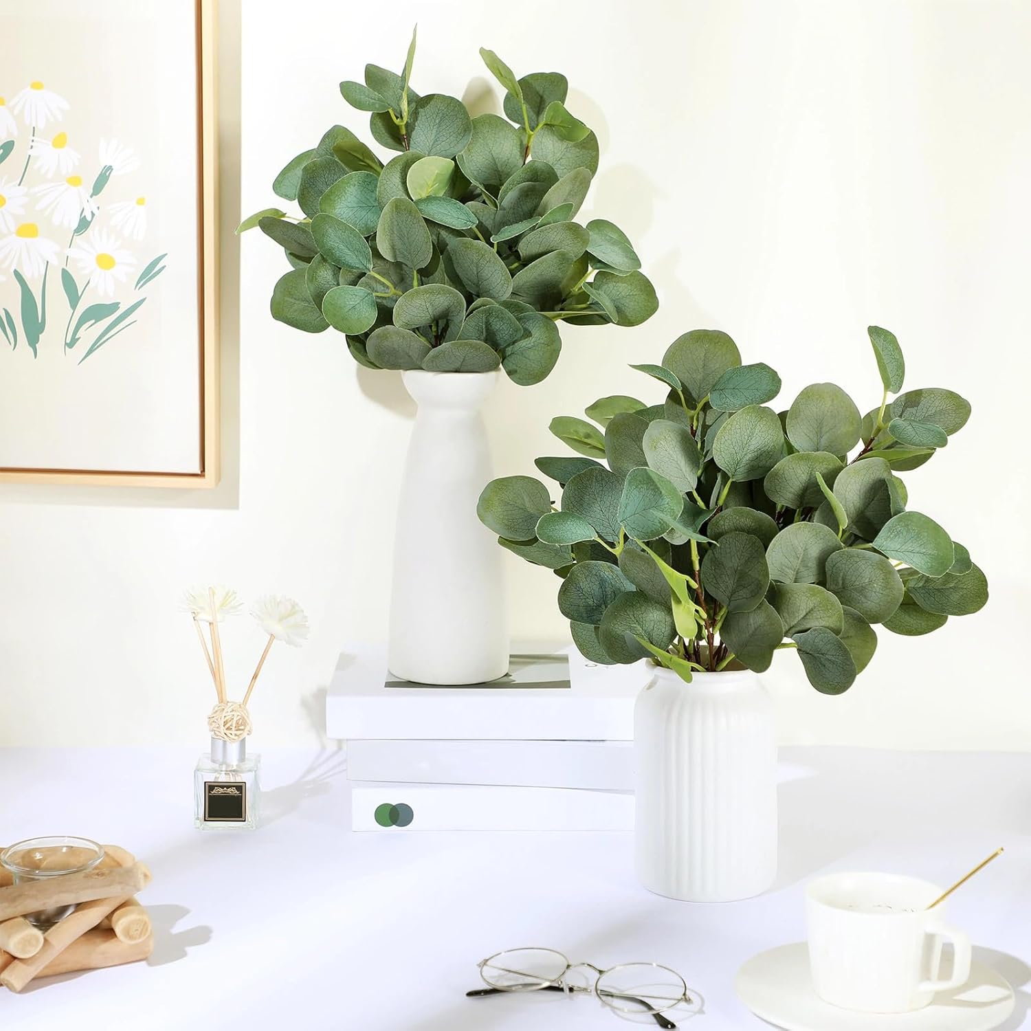 Artificial Eucalyptus Stems Leaves Bulk Tall Dollar Eucalyptus / Silver / 11.8 Inch / Set of 300