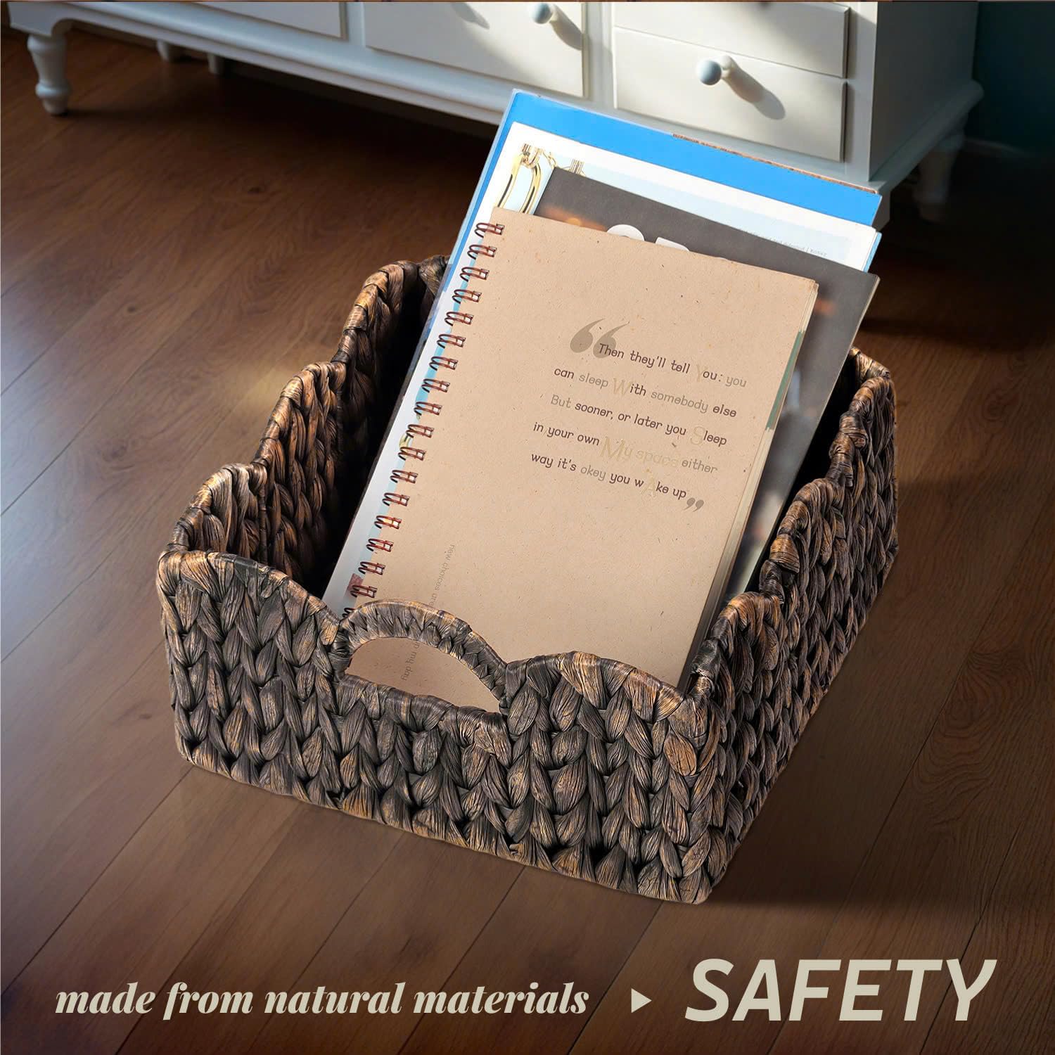 Woven Basket Boho / Esspresso / Natural / Set of 2