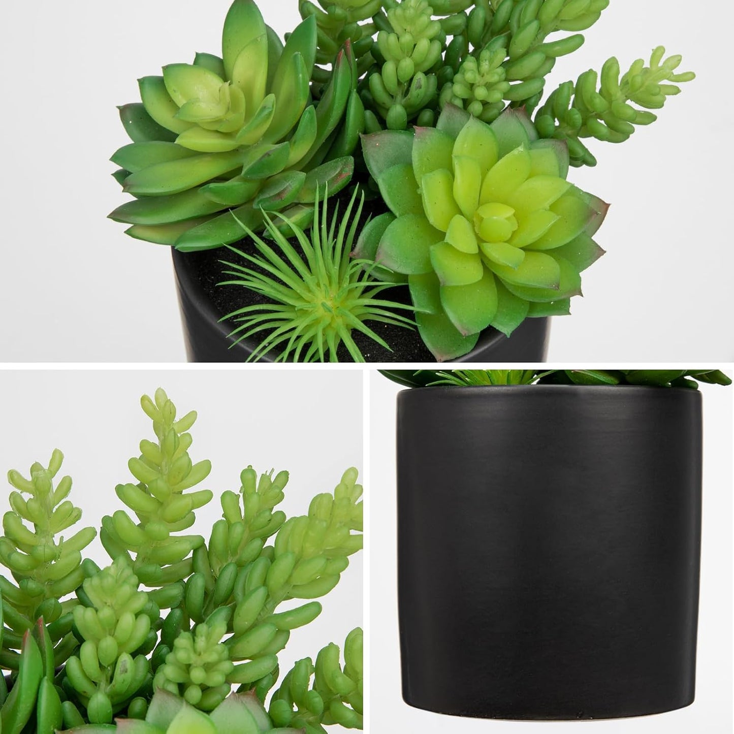 Artificial Succulents in Pots Faux Succulents Plants Fake Succulent Arrangement / Black, Medium