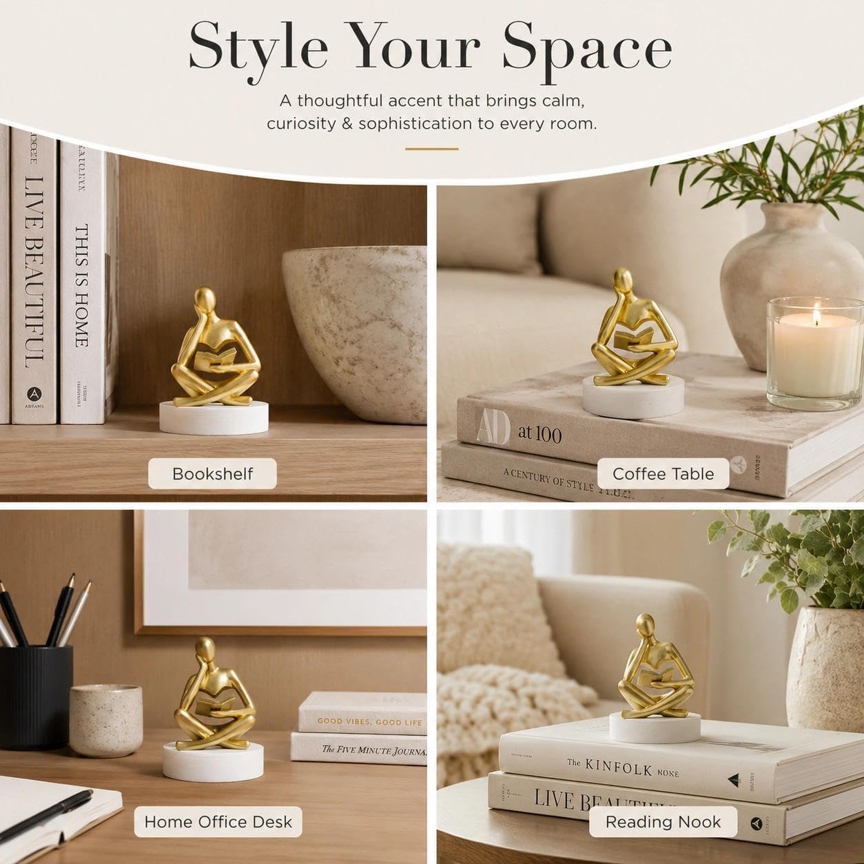 Abstract Reading Figurine Style A / Reader-gold-a
