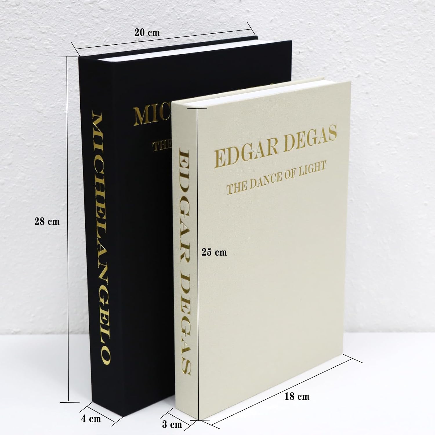 Linen Aesthetic Faux Books Decor / Black-beige / Set of 2