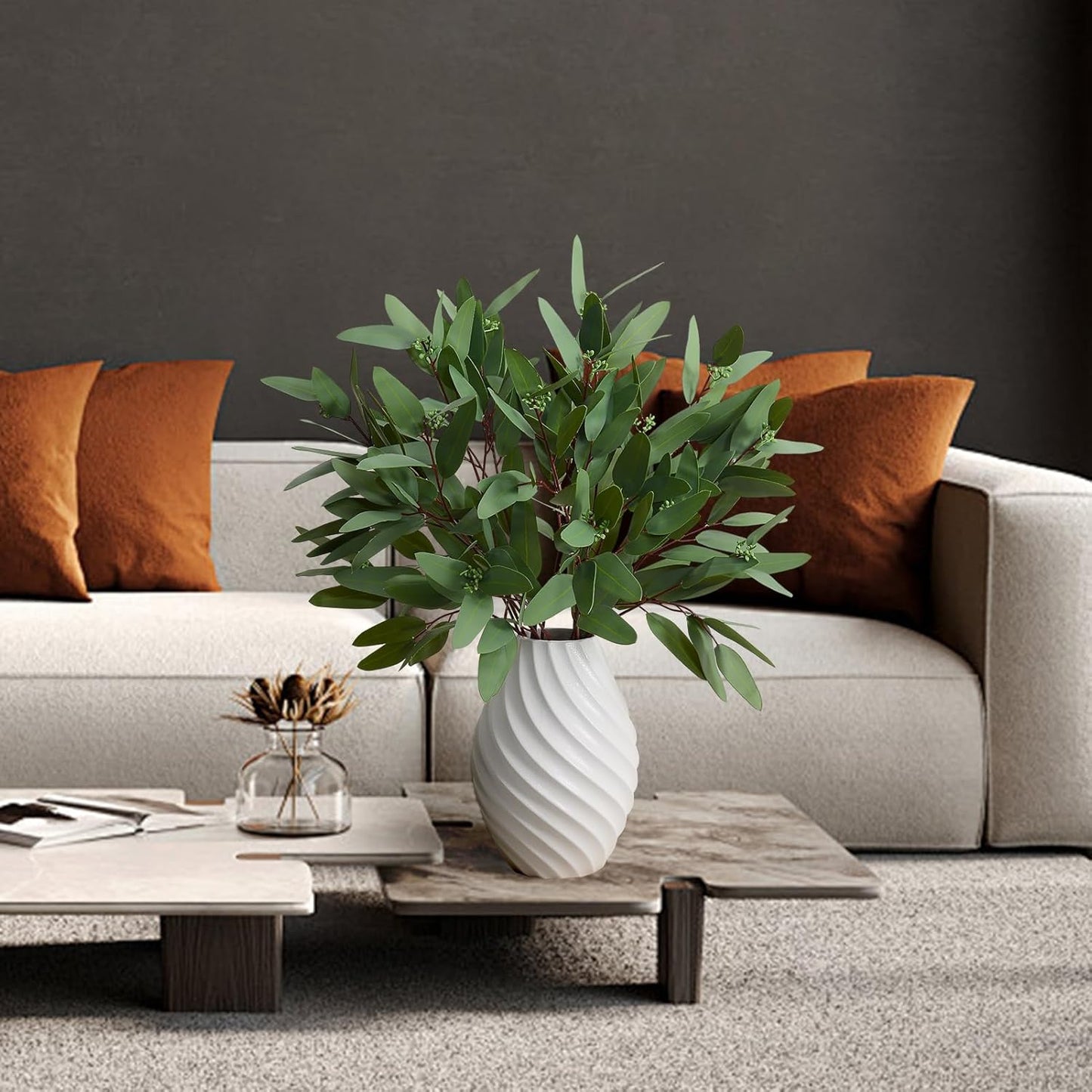 Real Touch Faux Greenery for Vase Decor / Green