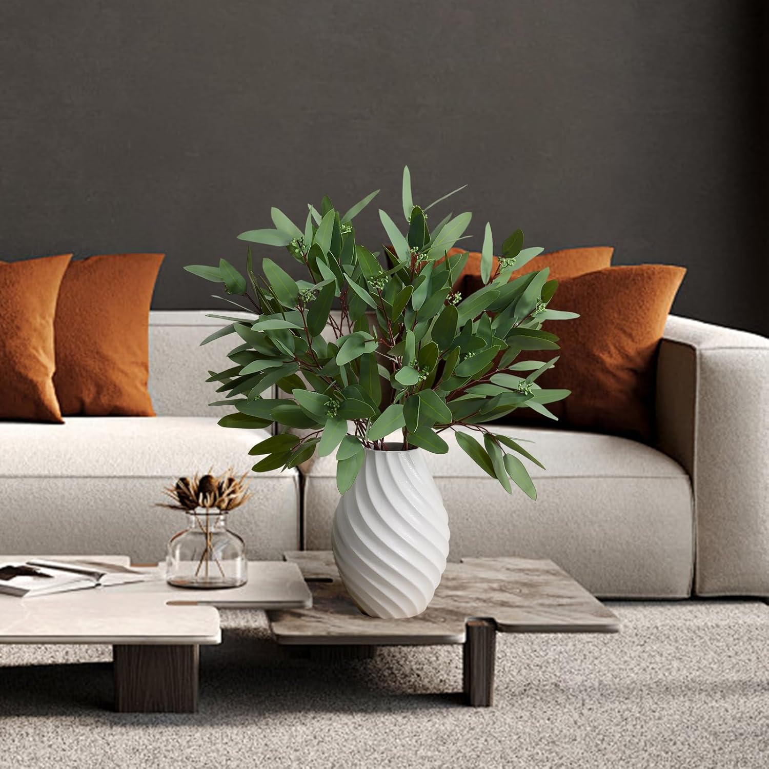 Real Touch Faux Greenery for Vase Decor / Green
