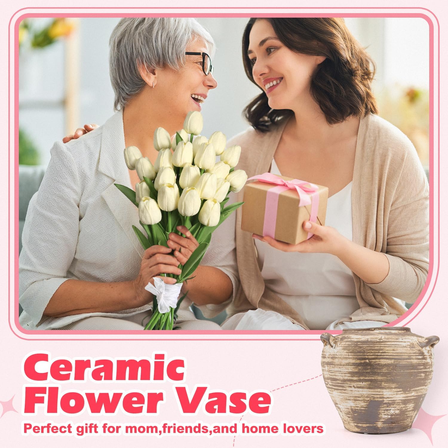 Large Ceramic Vase Rustic Farmhouse Vase / 7 Inch-retro / 7 Inch