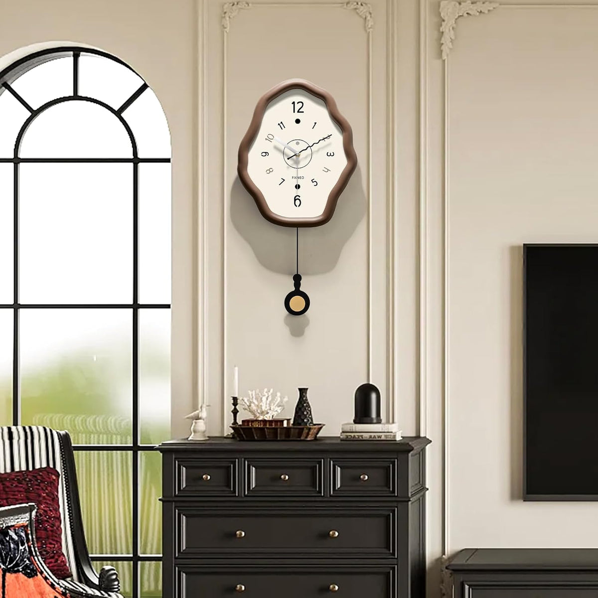 Silent Wall Clock - Large Wood Analog, 11.8"*23.6" Battery Operated Rustic Modern Farmhouse Clock for Bedroom, Living