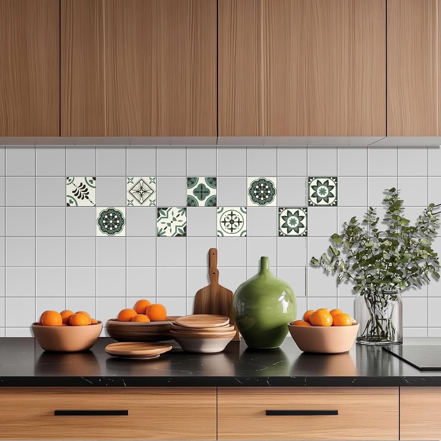 Flower Pattern / Moss Green / Set of 36