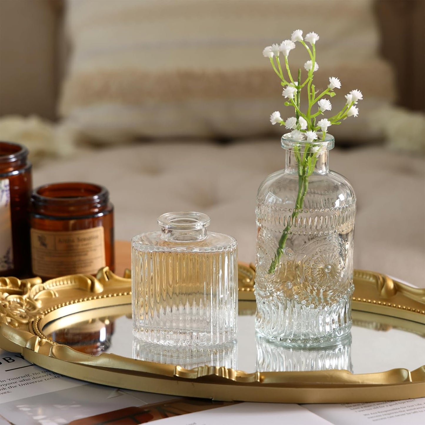 Glass Vase / Bud Vases / Clear / Set of 5