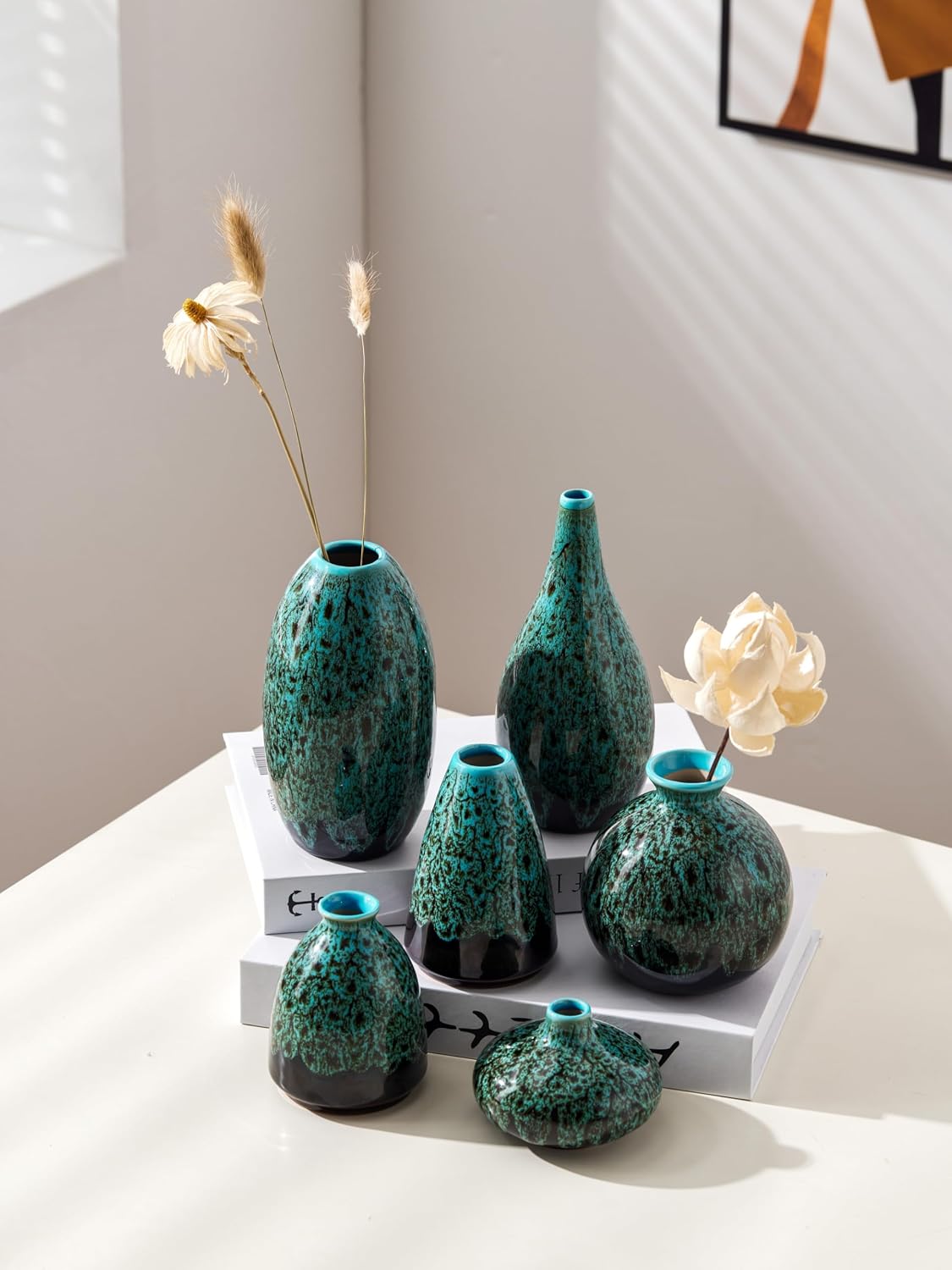 Ceramic Bud Vase Set / Blue / Set of 6