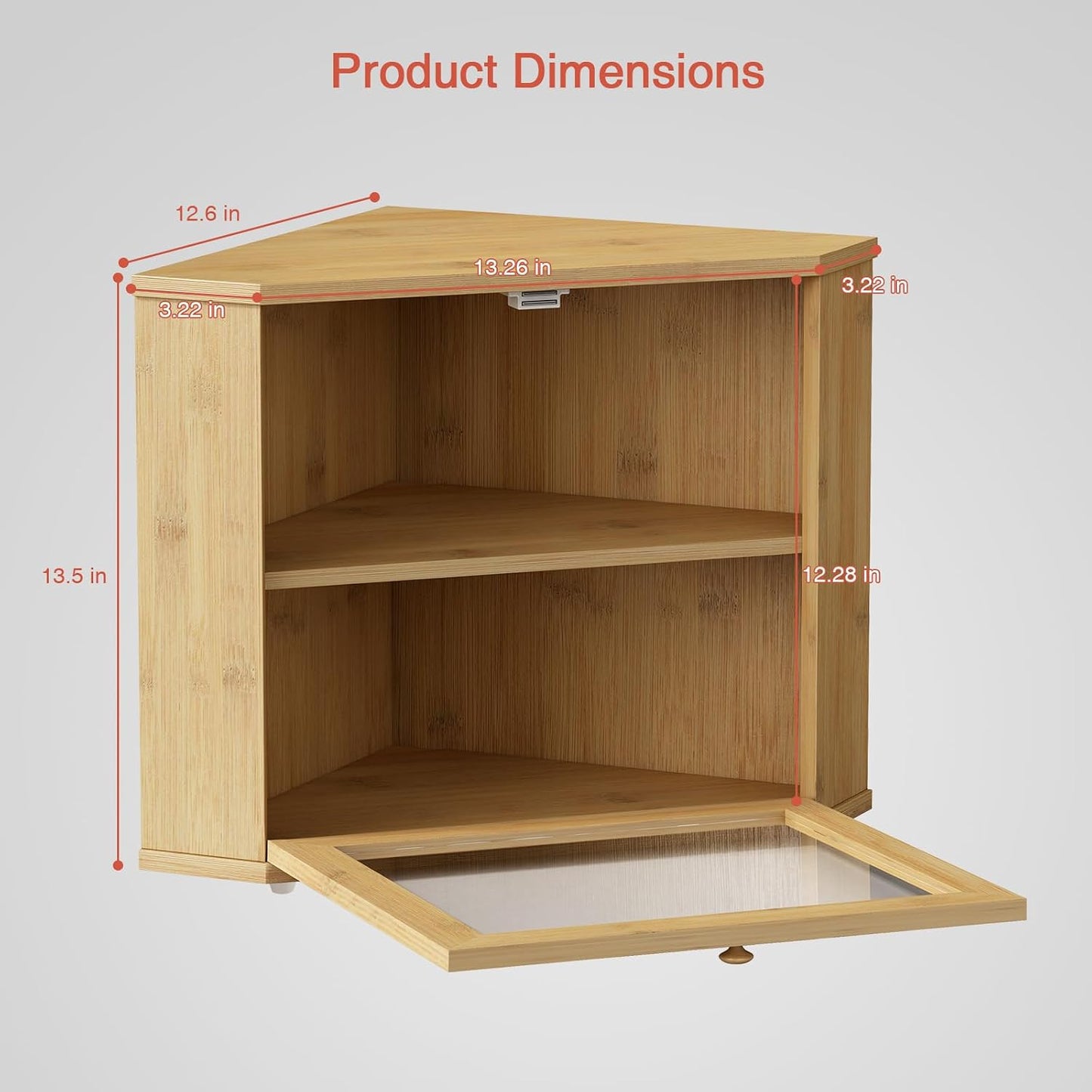 Goozii Bamboo Corner Bread Box for Kitchen Counter, 2 Tier Bread Keeper Wooden Round, Farmhouse Bread Storage Bin for