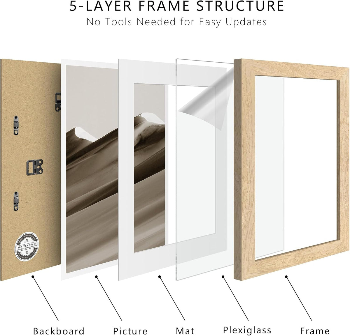 18x24 Poster Frames - 3 Pack, Natural Solid Wood Picture Wide Border Frame, Display 16x20 with Mat or 18 x 24 Without