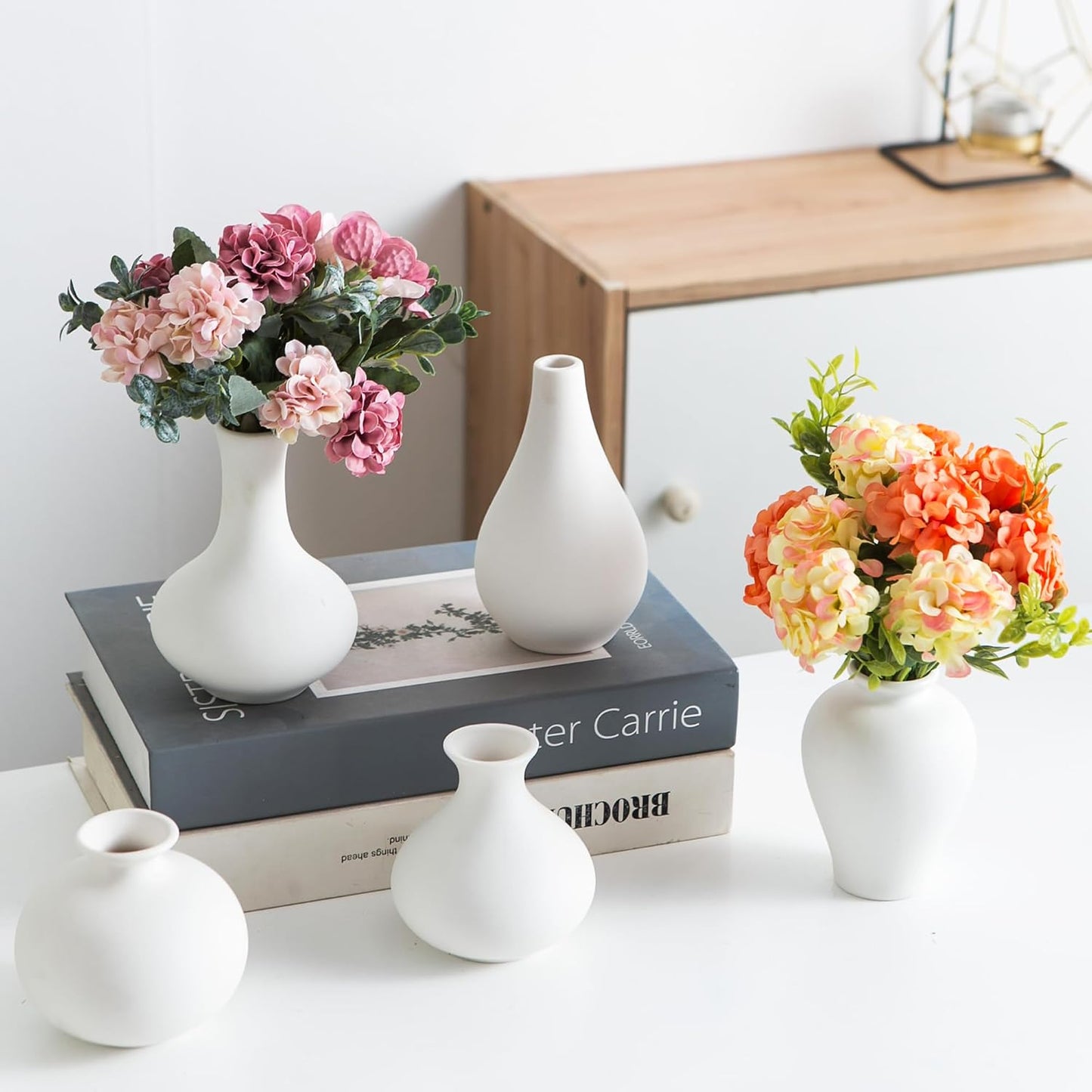Modern White Vase / White Small Vase / Set of 5