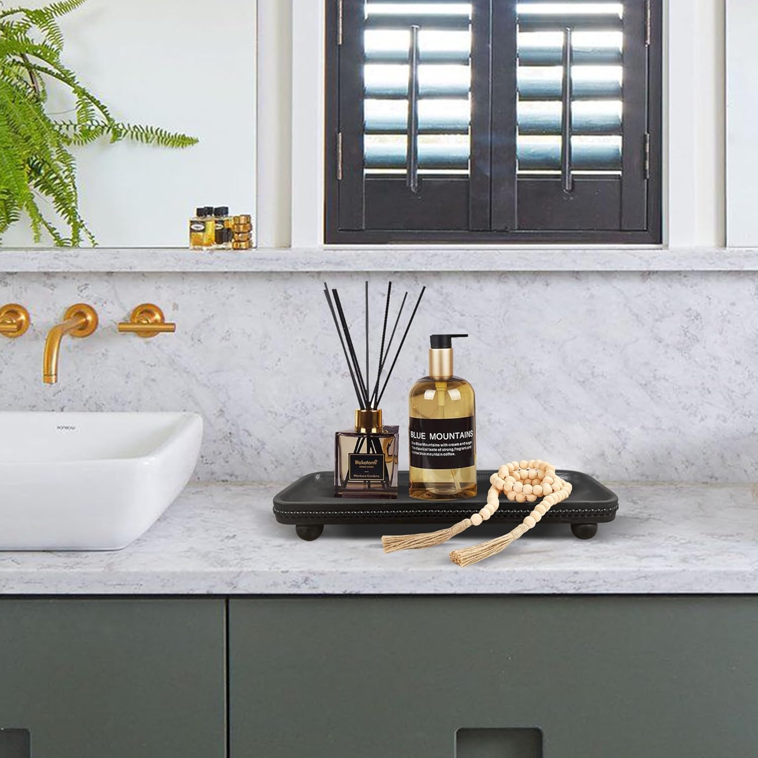 Oval Wooden Decorative Tray / Black