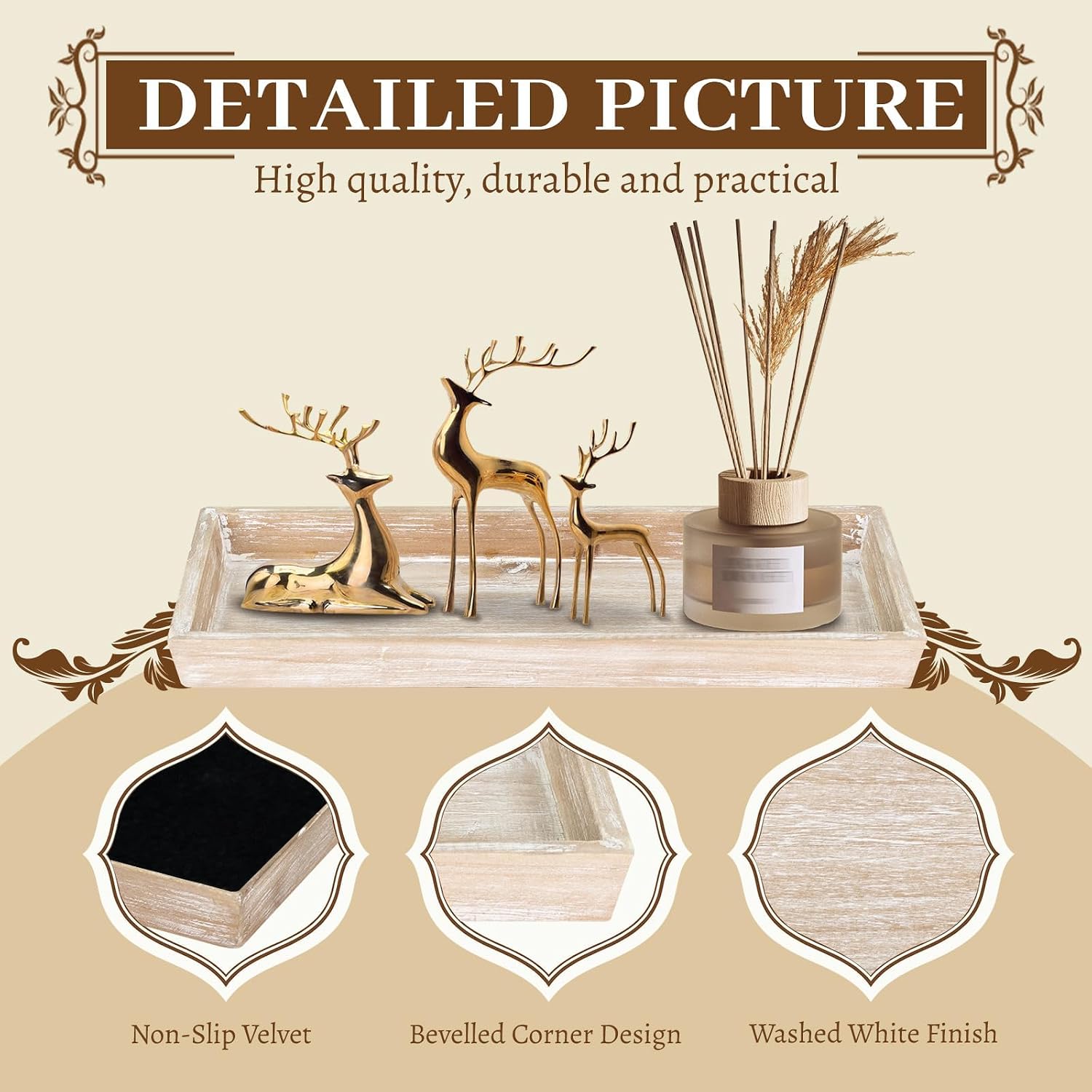 Rustic Long Narrow Tray / White