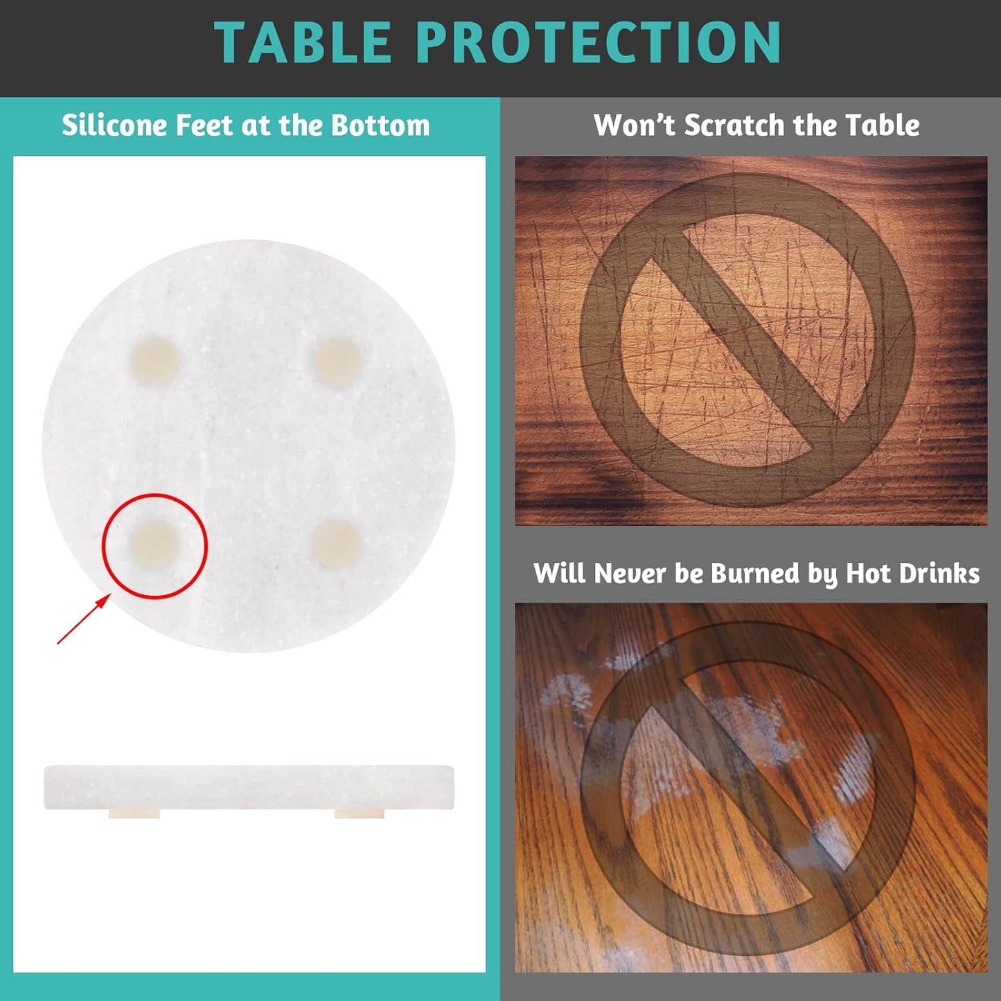 Protective Silicone Feet / with Holder / White / 4 Inch / Set of 4
