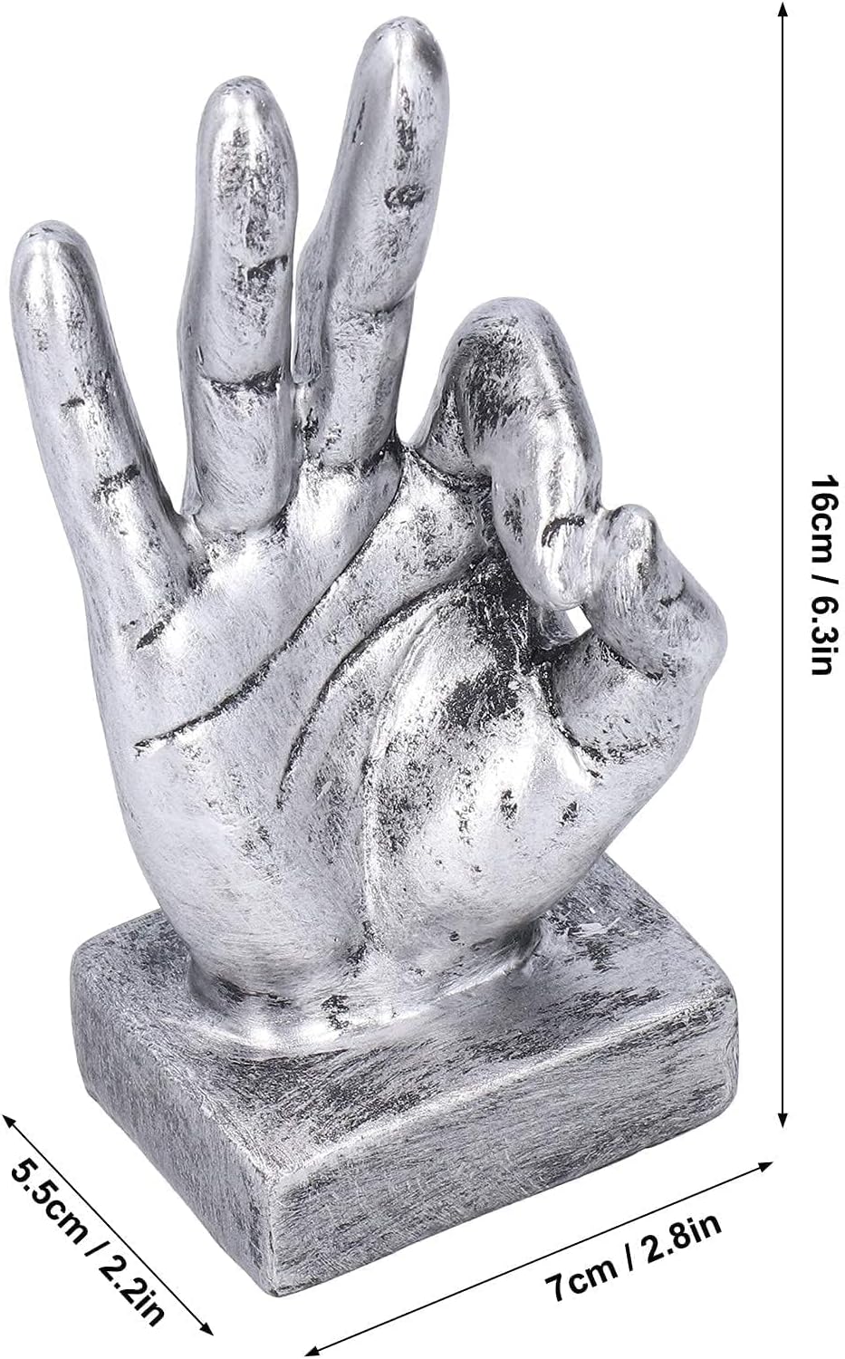 Hand Finger Gesture Desk Statues / Silver