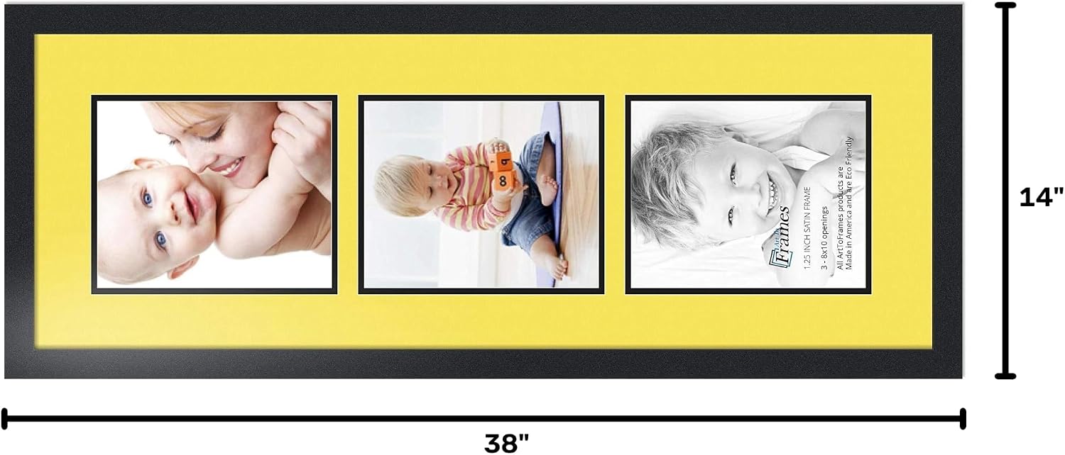 Art to Frames Double-Multimat-139-47R/89-FRBW26079 Collage Photo Frame Double Mat with 3-8x10 Openings and Satin Black