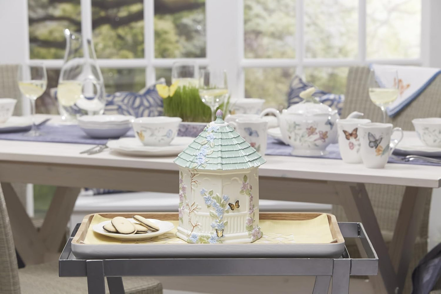Butterfly Meadow Figural Gazebo Cookie Jar / Cookie Jar, Gazebo / White