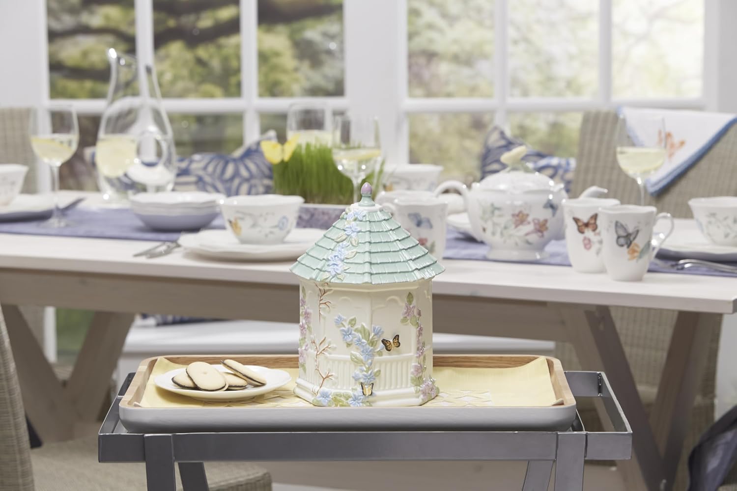 Butterfly Meadow Figural Gazebo Cookie Jar / Cookie Jar, Gazebo / White