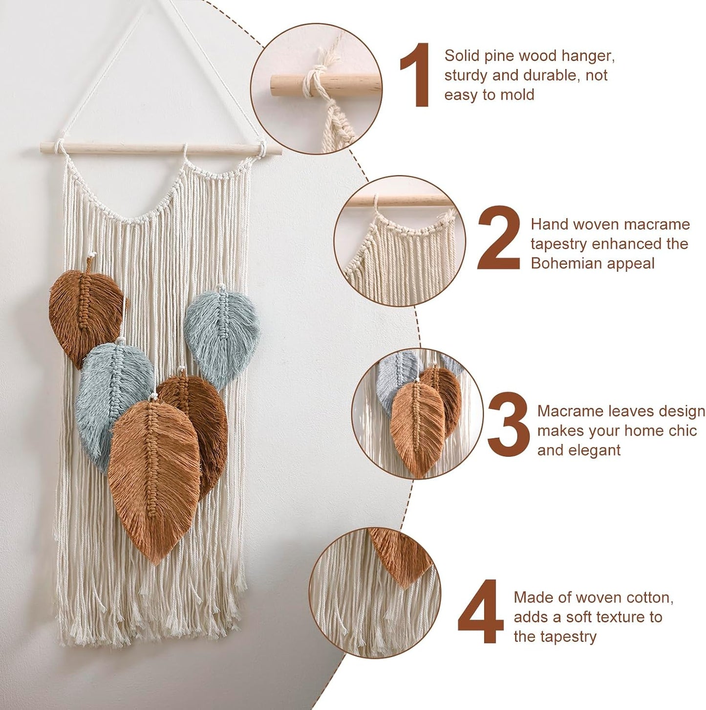 Large Boho Tassels Hanging Ornament / Brown