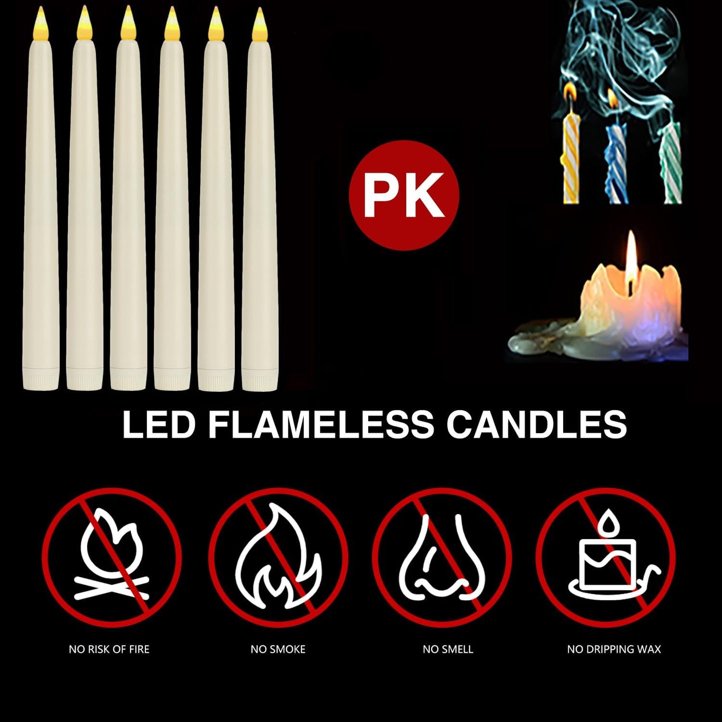Flameless Taper Candles with Remote Control and Timer, Battery Operated LED Candlesticks with Flickering 3D Flame
